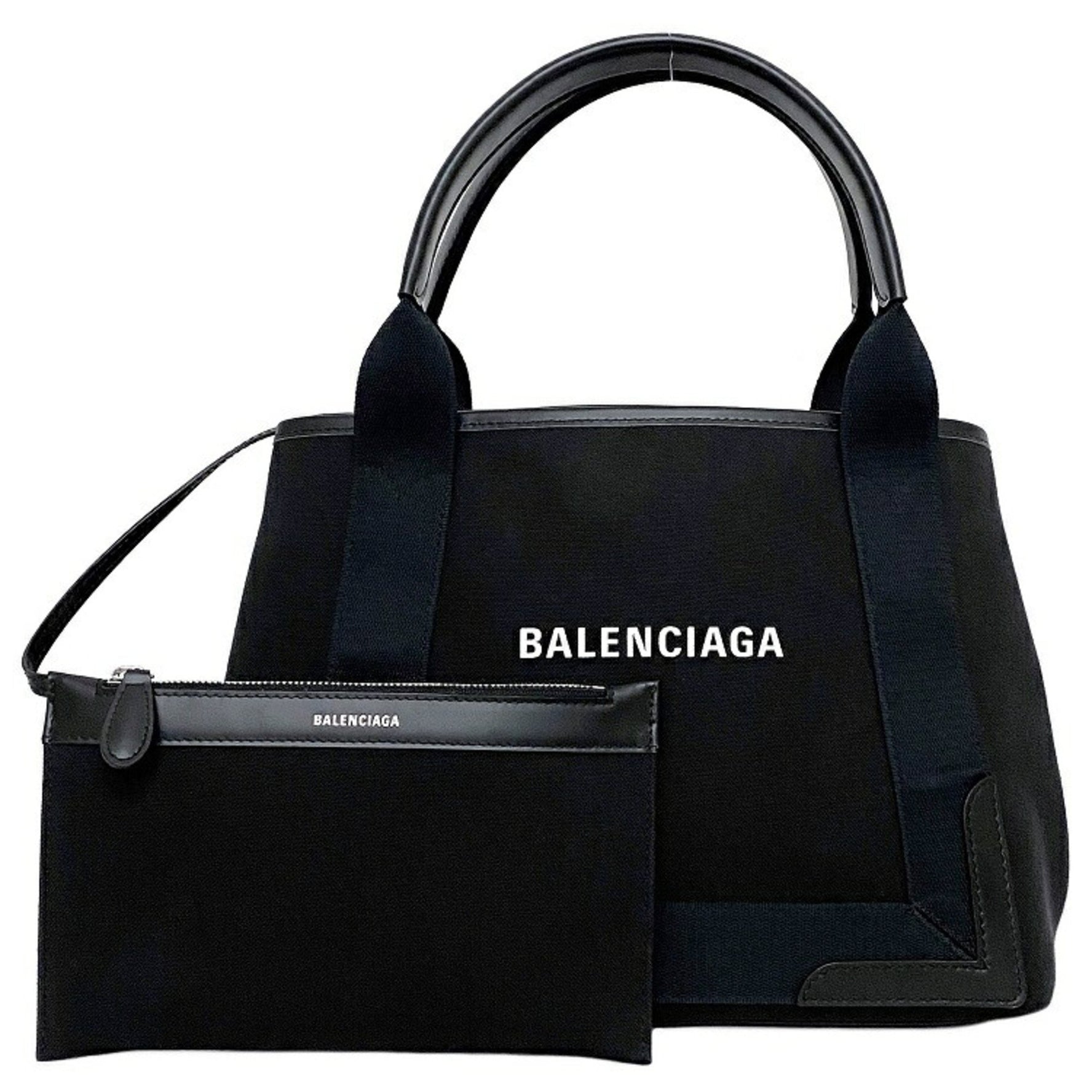 Balenciaga Tote Bag Navy Cabas S Small Black Canvas Leather BALENCIAGA Handbag Ladies