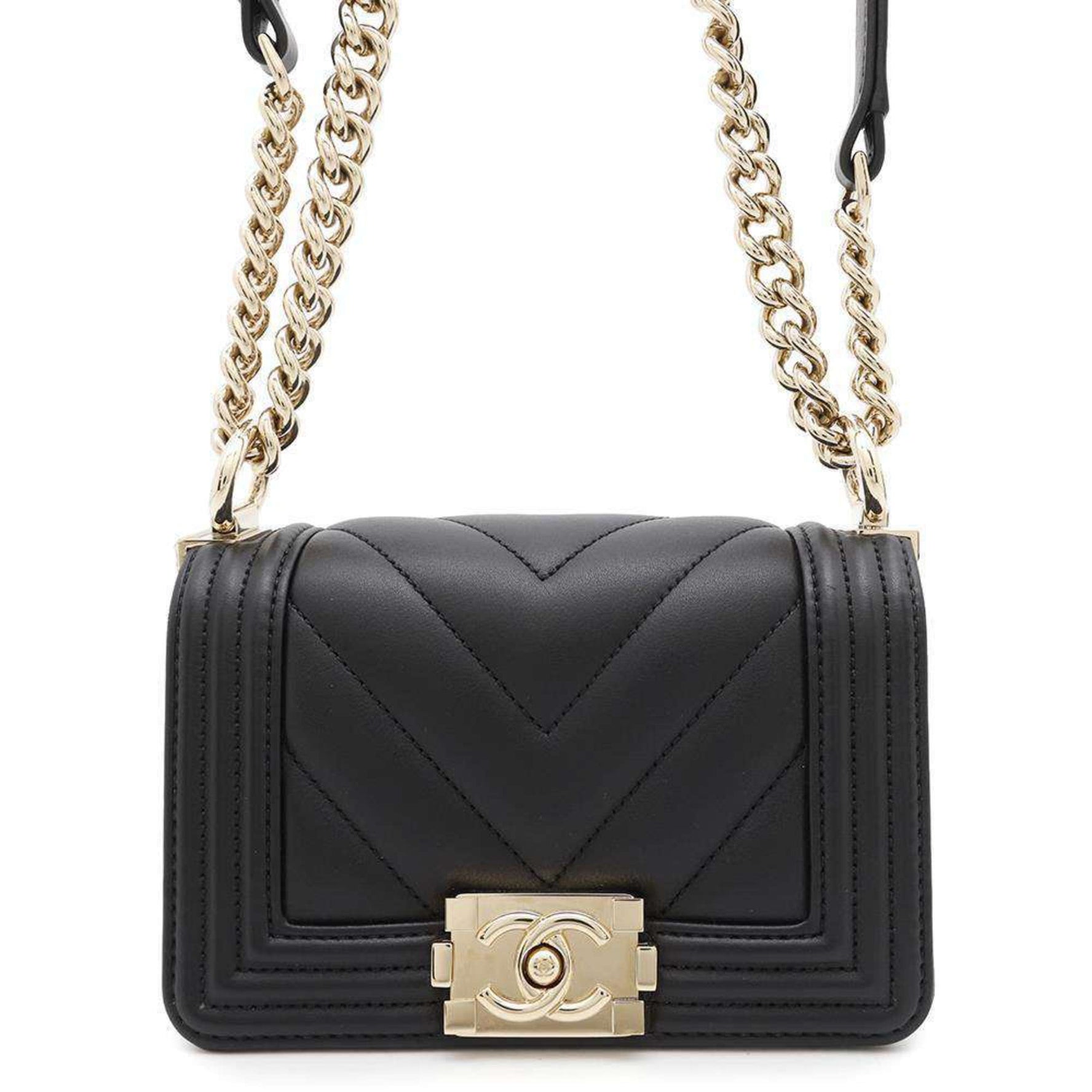 Chanel Chain Shoulder Bag Boy V Stitch A67364 CHANEL Black