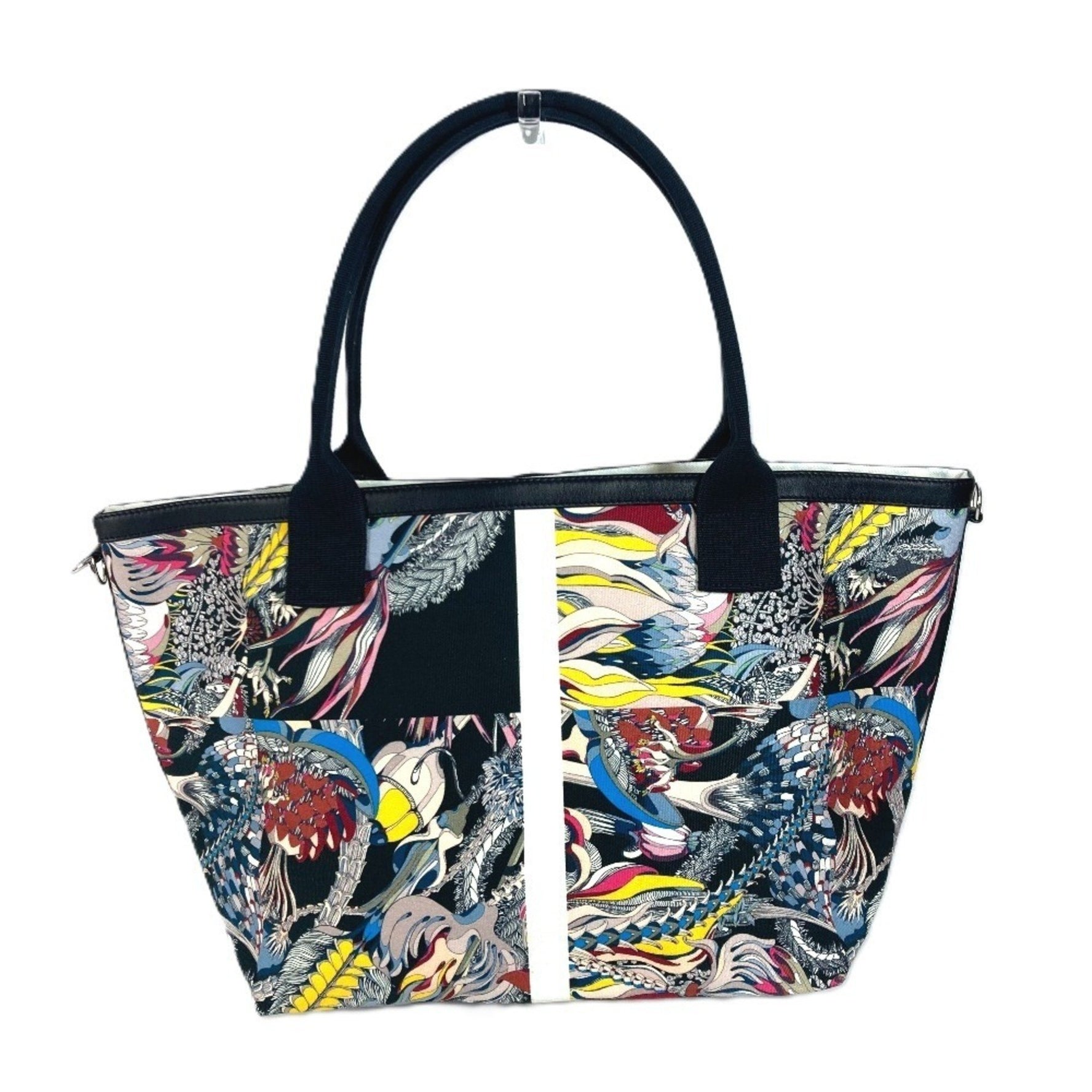 HERMES Petit H All-over Pattern Bag Shoulder Handbag Tote Canvas Men's Black