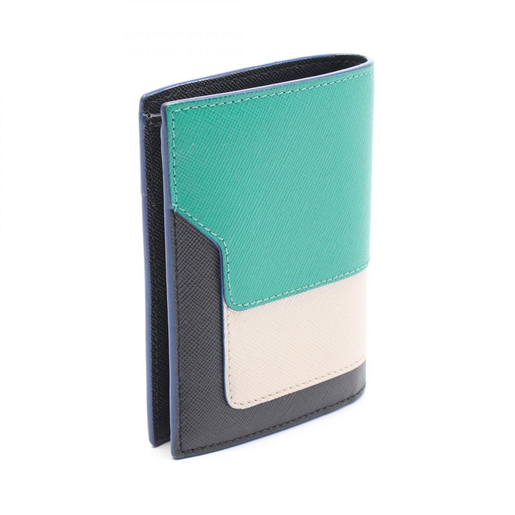 MARNI Bifold Wallet, Leather, Green, Ivory, Black