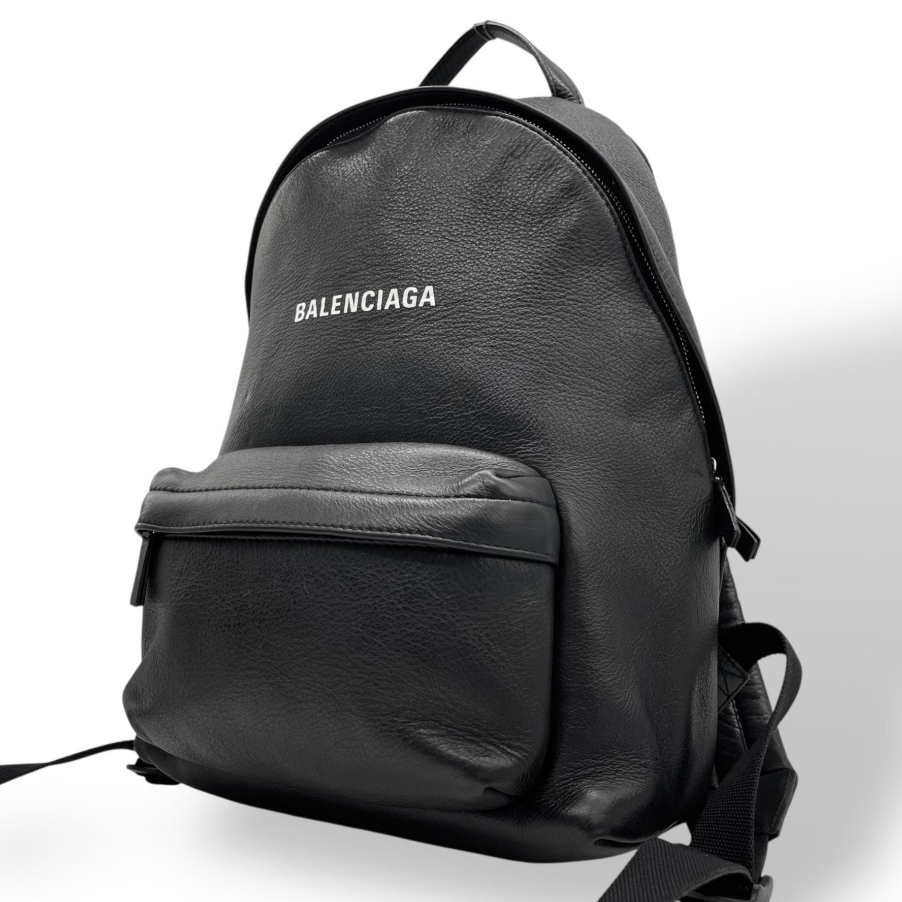 Balenciaga Leather Everyday Backpack, with Logo, Men's and Size C