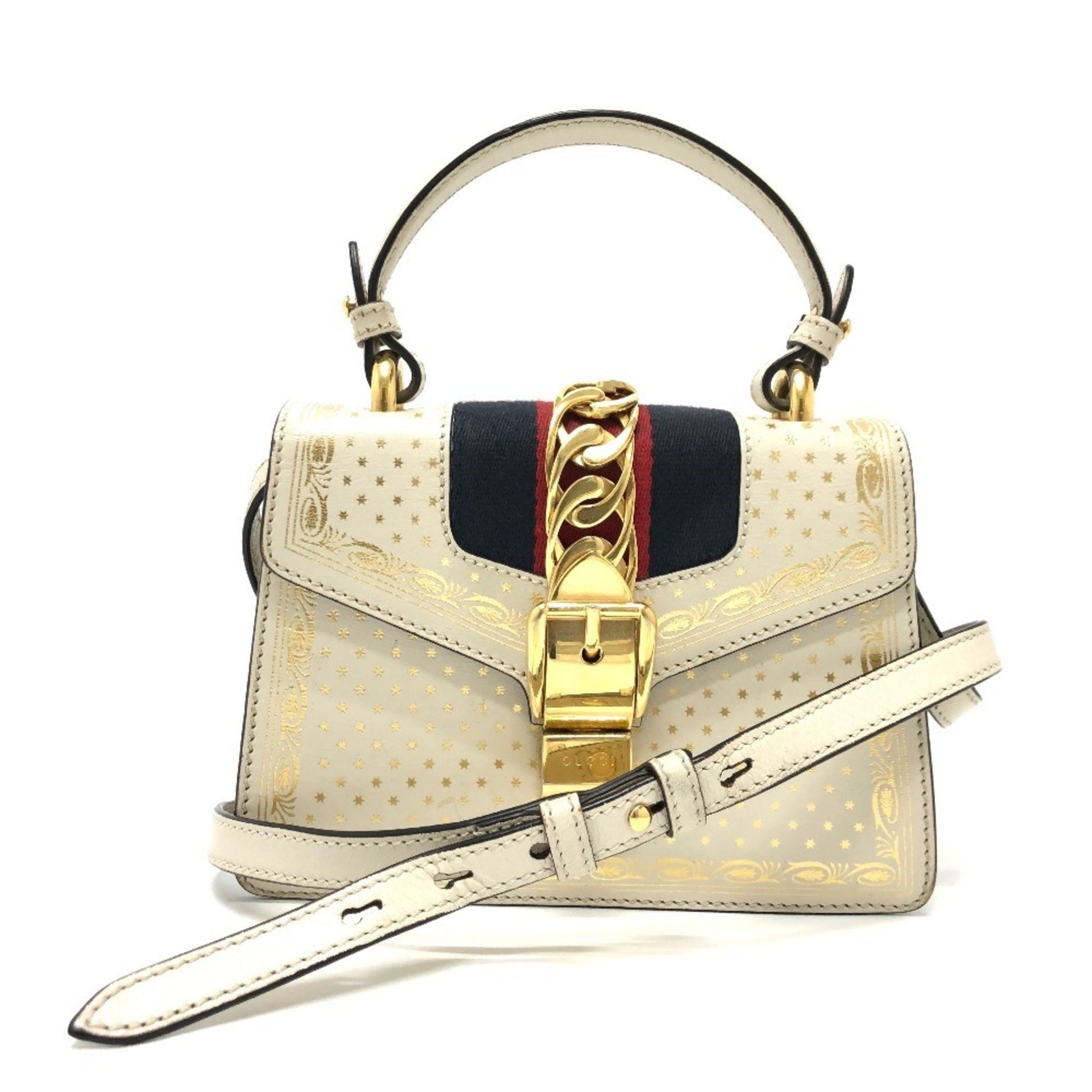 GUCCI Sylvie Bag, Handbag/Shoulder Leather, White