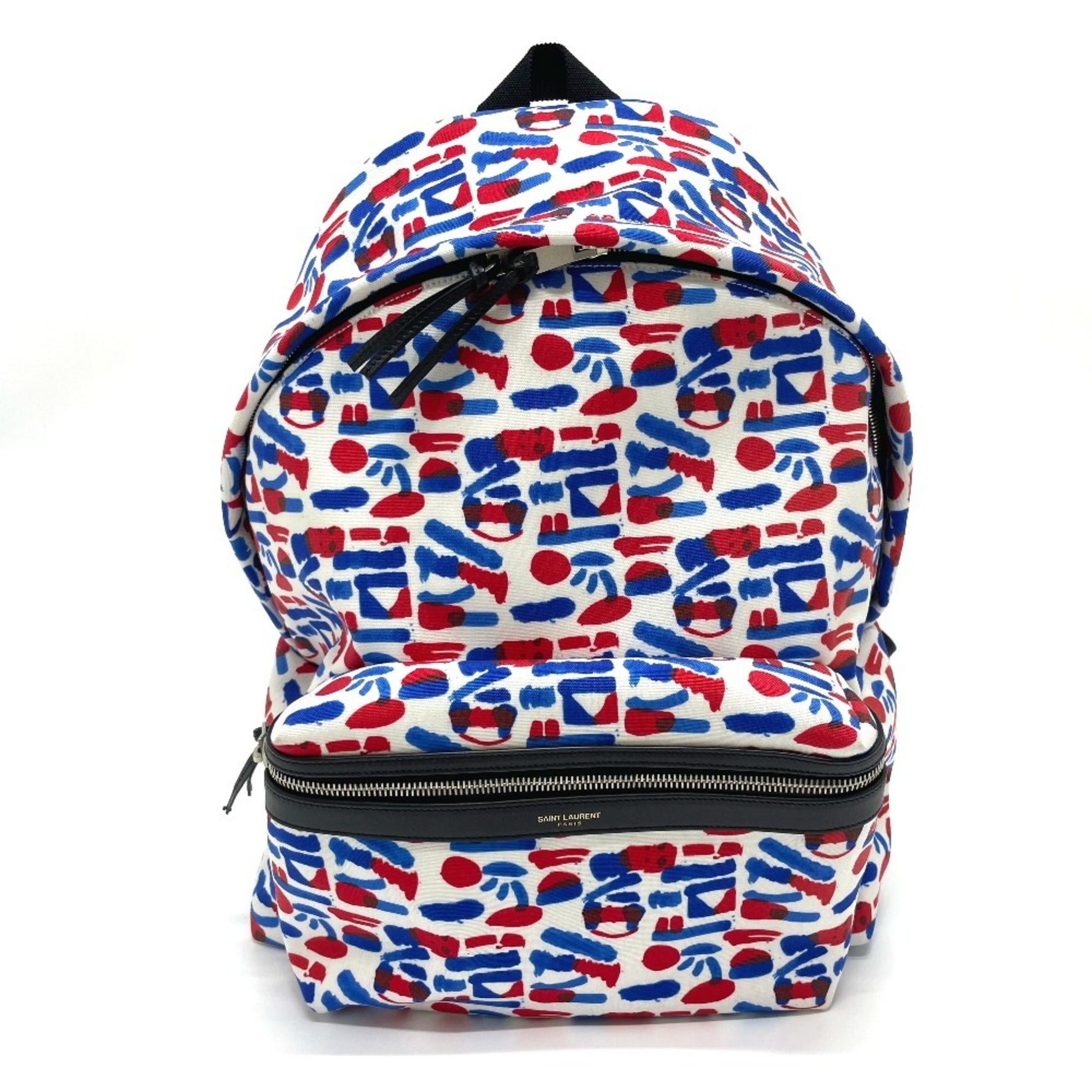 SAINT LAURENT Multi Allover Pattern Backpack Rucksack/Daypack Leather/Canvas Men's White/Red/Blue