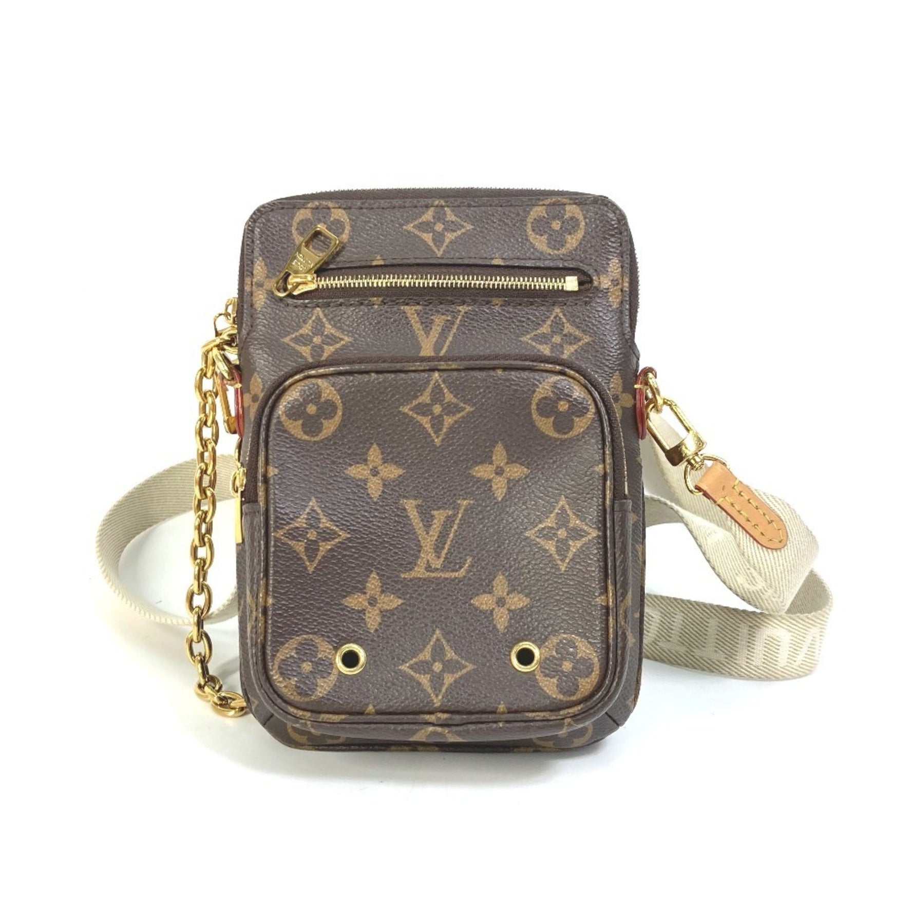 LOUIS VUITTON M80746 Monogram Utility Crossbody Pochette Chain Bag Handbag Shoulder Canvas Women's Brown