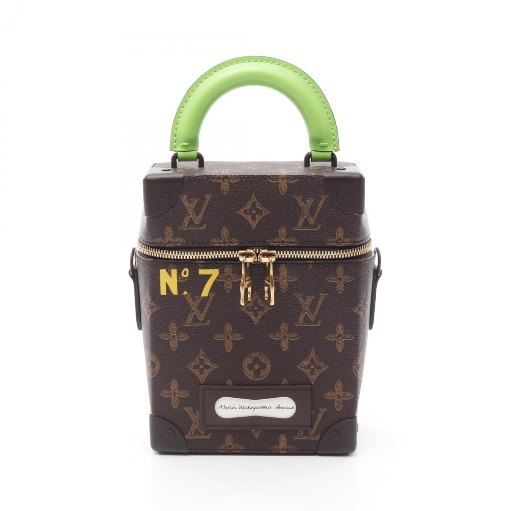Louis Vuitton Vertical Box Trunk Handbag, Coated Canvas and Leather, Monogram, Brown Green