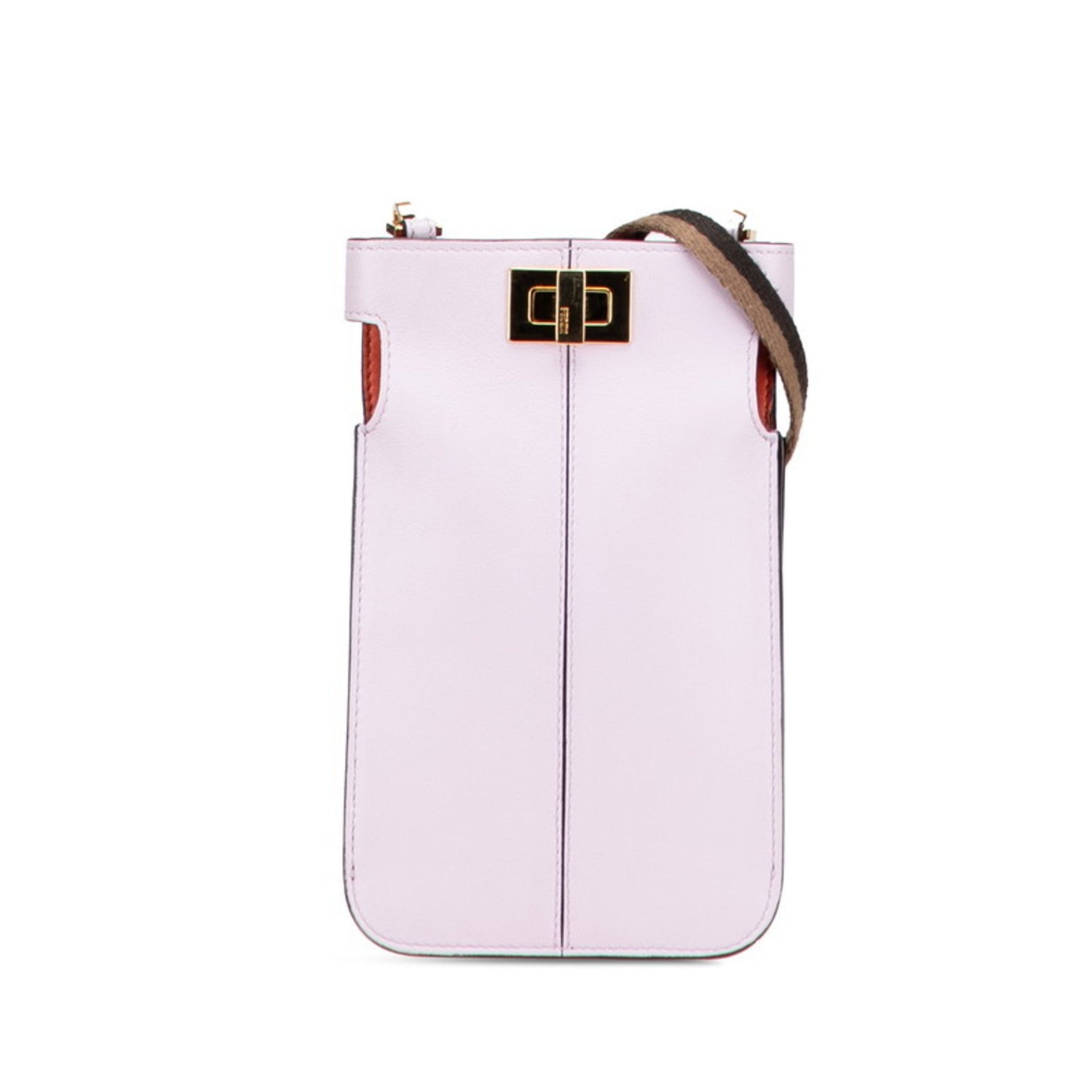 Fendi Peakaphone Shoulder Bag Phone Case Purple Brown Leather