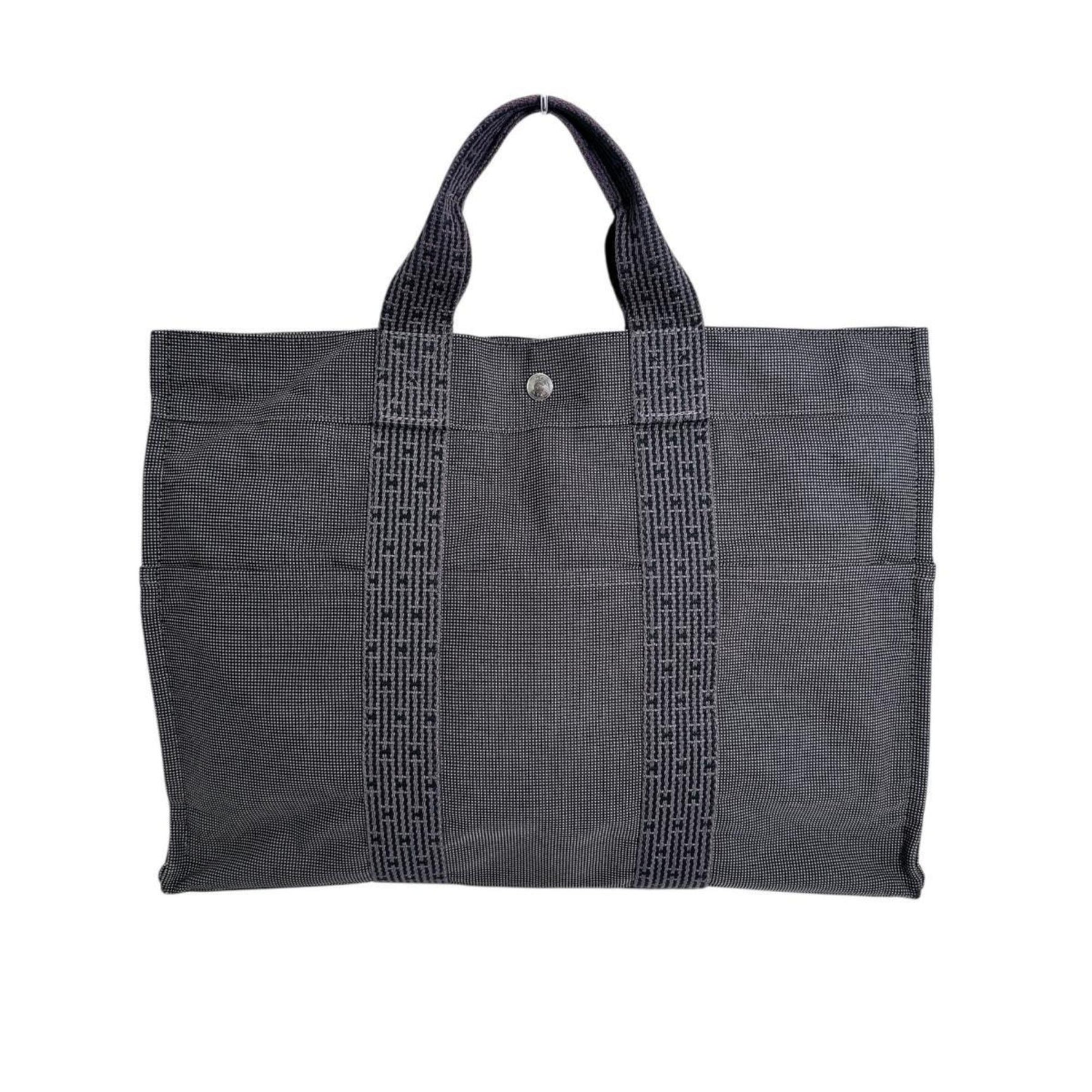 Hermes Tote Bag Handbag Canvas Air Line MM Cotton