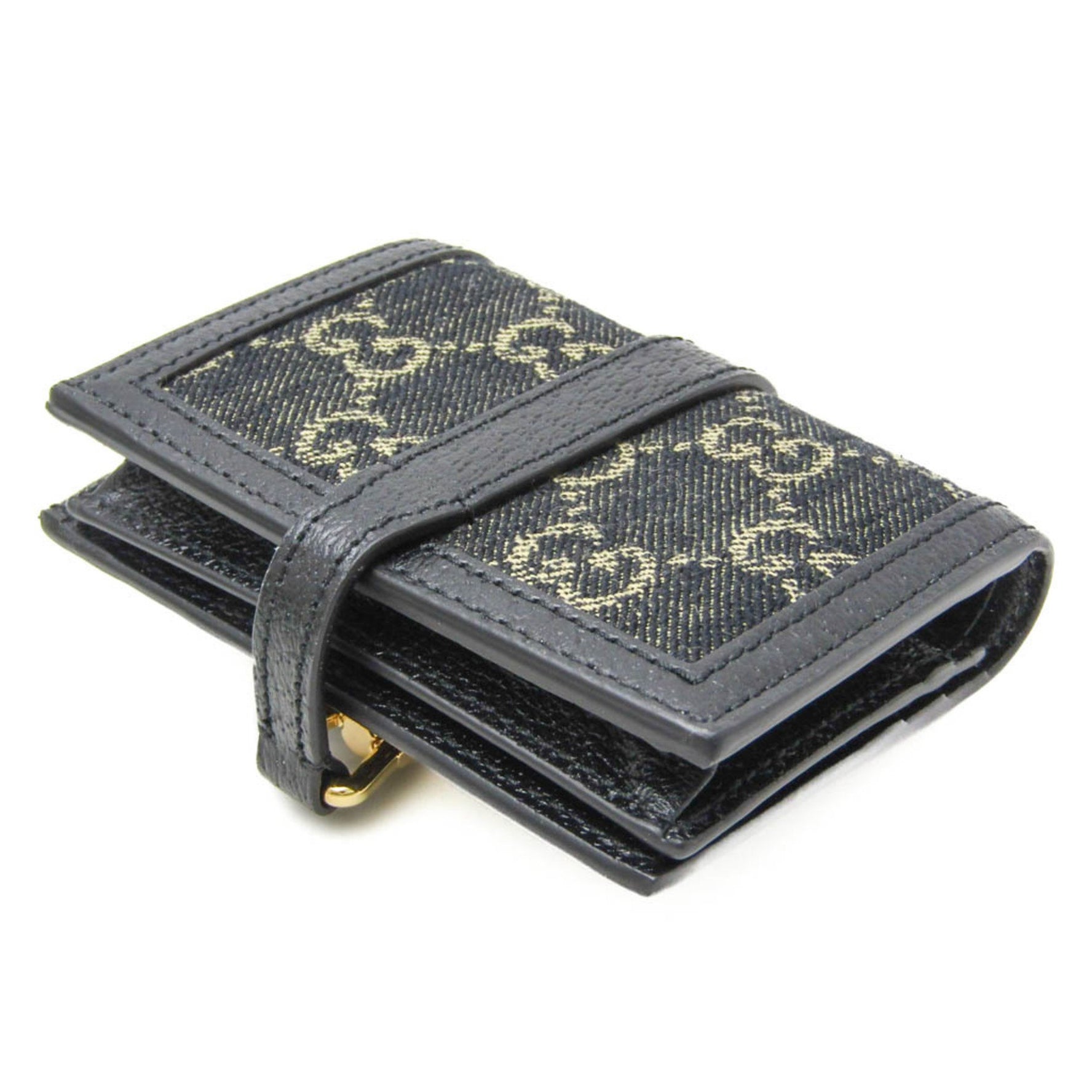 Gucci Jackie 1961 Women's Denim,Leather Wallet (bi-fold) Black