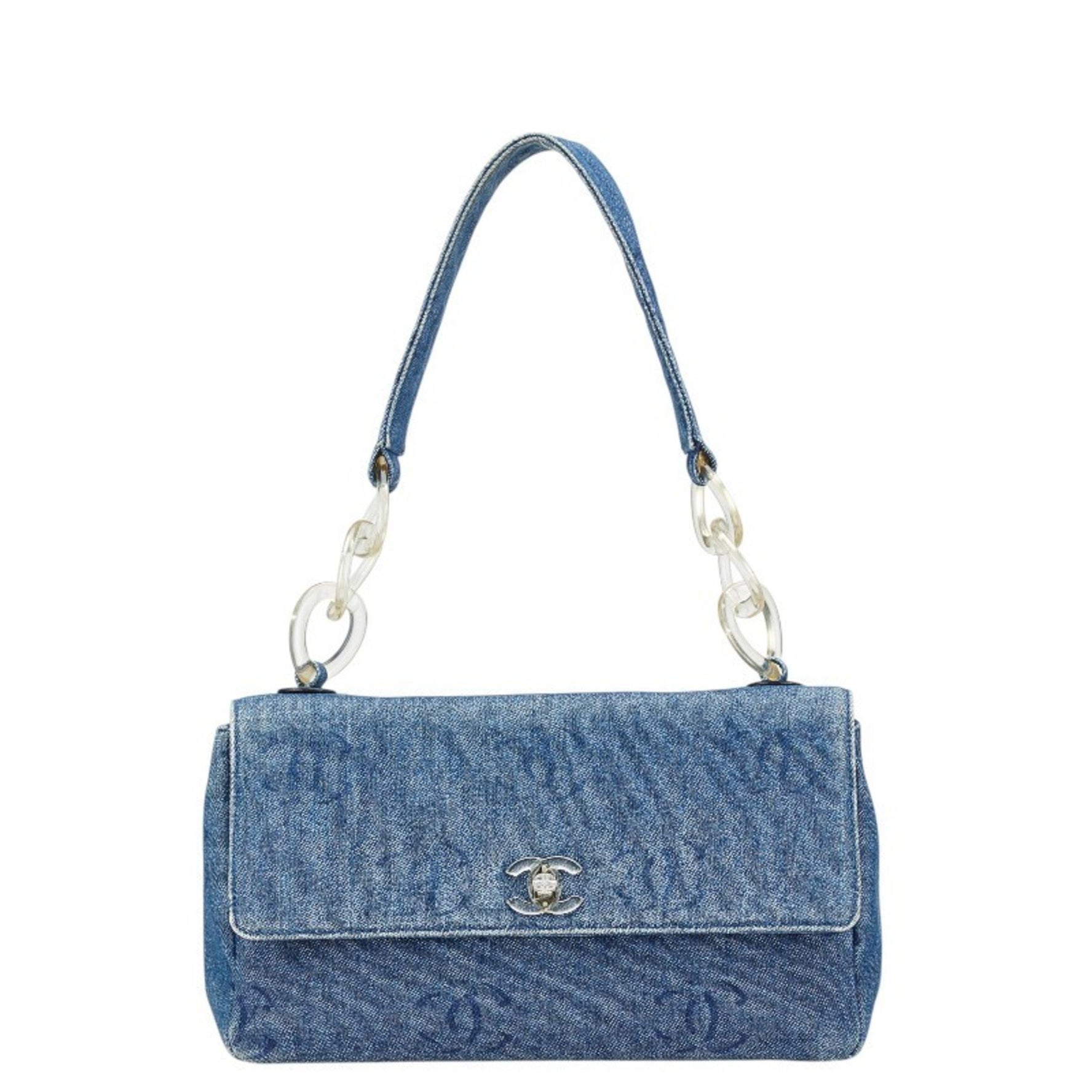 Chanel Coco Mark Shoulder Bag Indigo Blue Denim Women's CHANEL