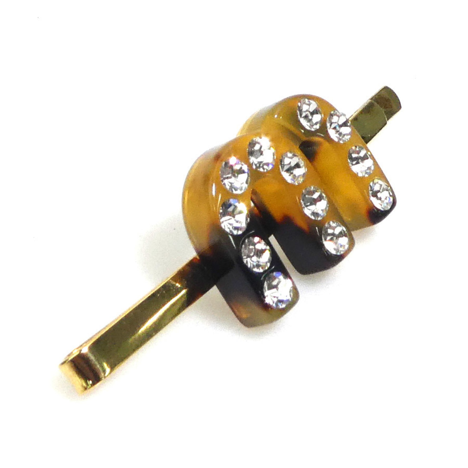 Miu Miu Miu Hairpin Hair Accessory Metal Acrylic Gold Brown Silver