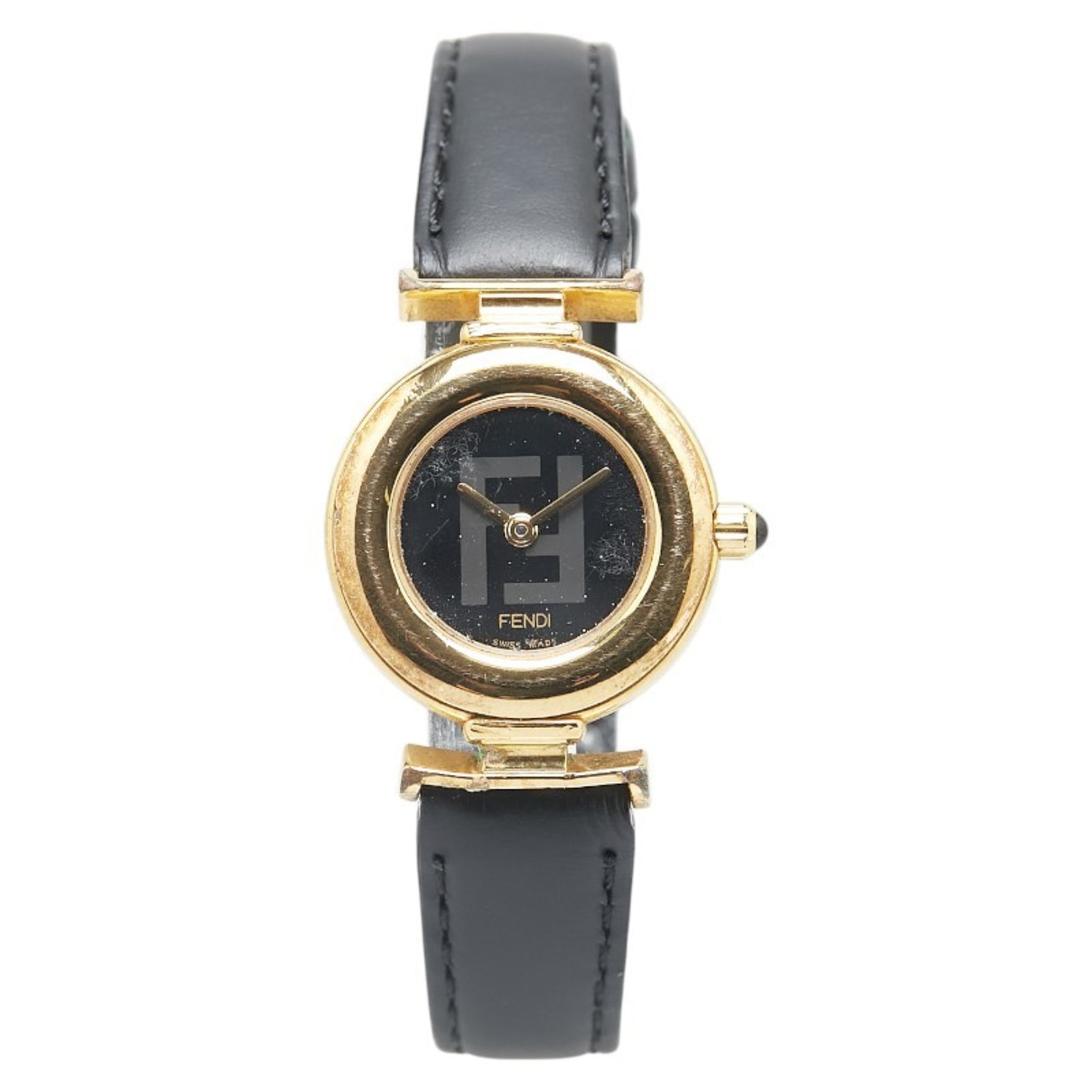 Fendi Watch, Quartz Movement, Black Dial, Stainless Steel, Leather