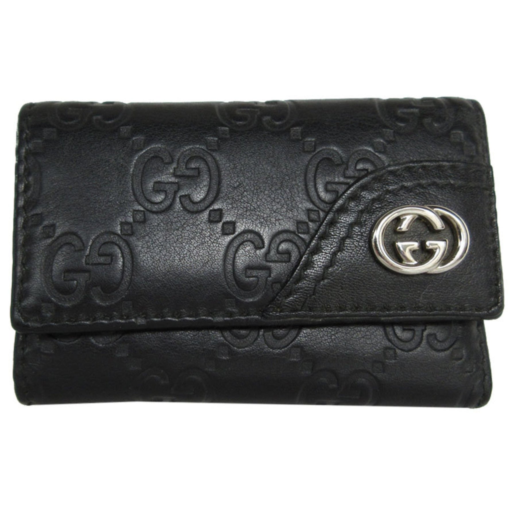 GUCCI key case leather black men's women's s0338a