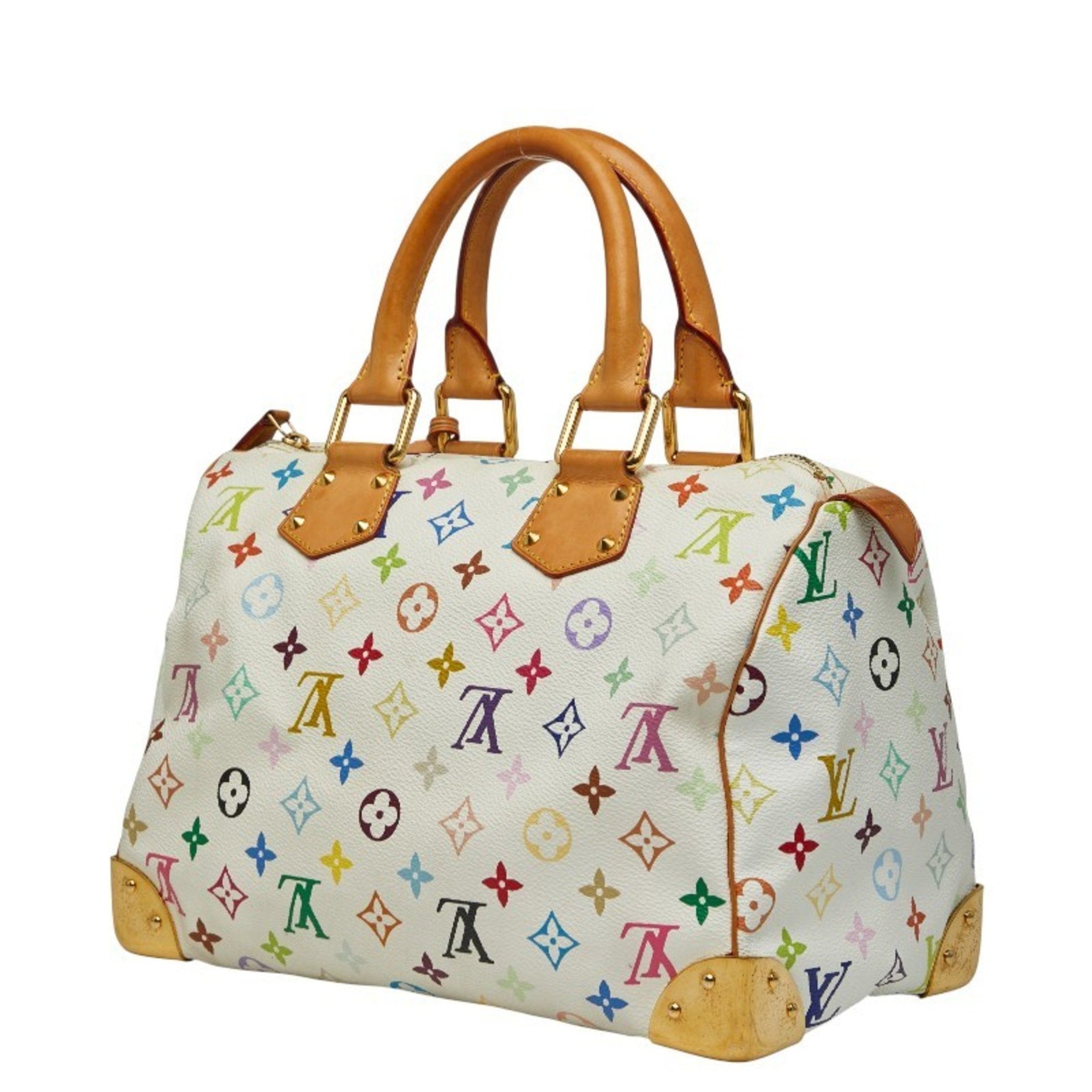 Louis Vuitton Monogram Multicolore Speedy 30 Handbag in Blanc White PVC Leather