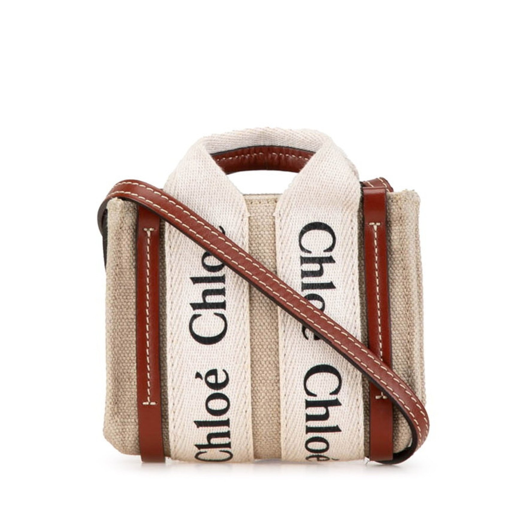 Chloé Chloe Woody Nano Handbag Shoulder Bag Canvas Leather