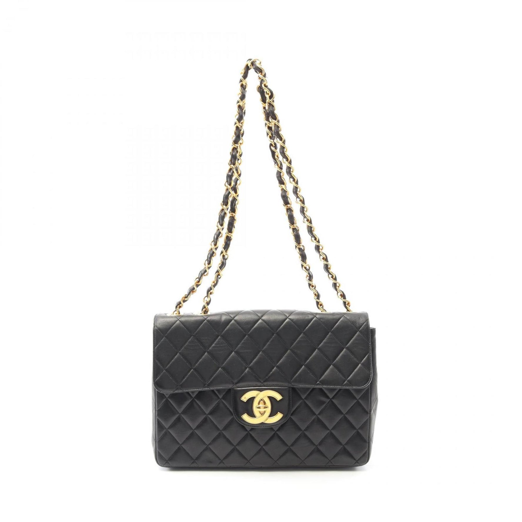 CHANEL Deca Matelasse 30 Single Flap Shoulder Bag Lambskin (Sheepskin) Women's Black A28600
