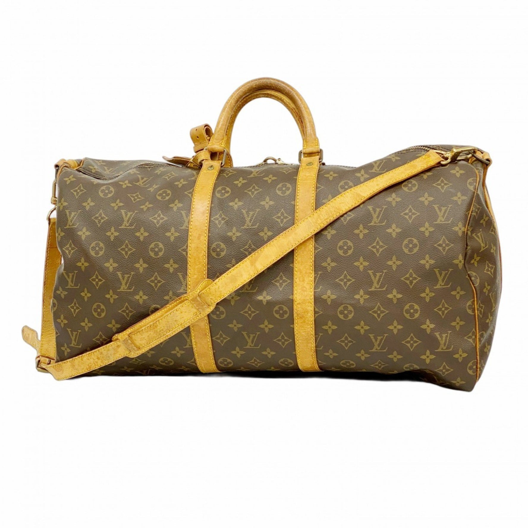 Louis Vuitton Monogram Keepall Bandouliere 55 Boston Bag M41414 Brown Men's and Women's