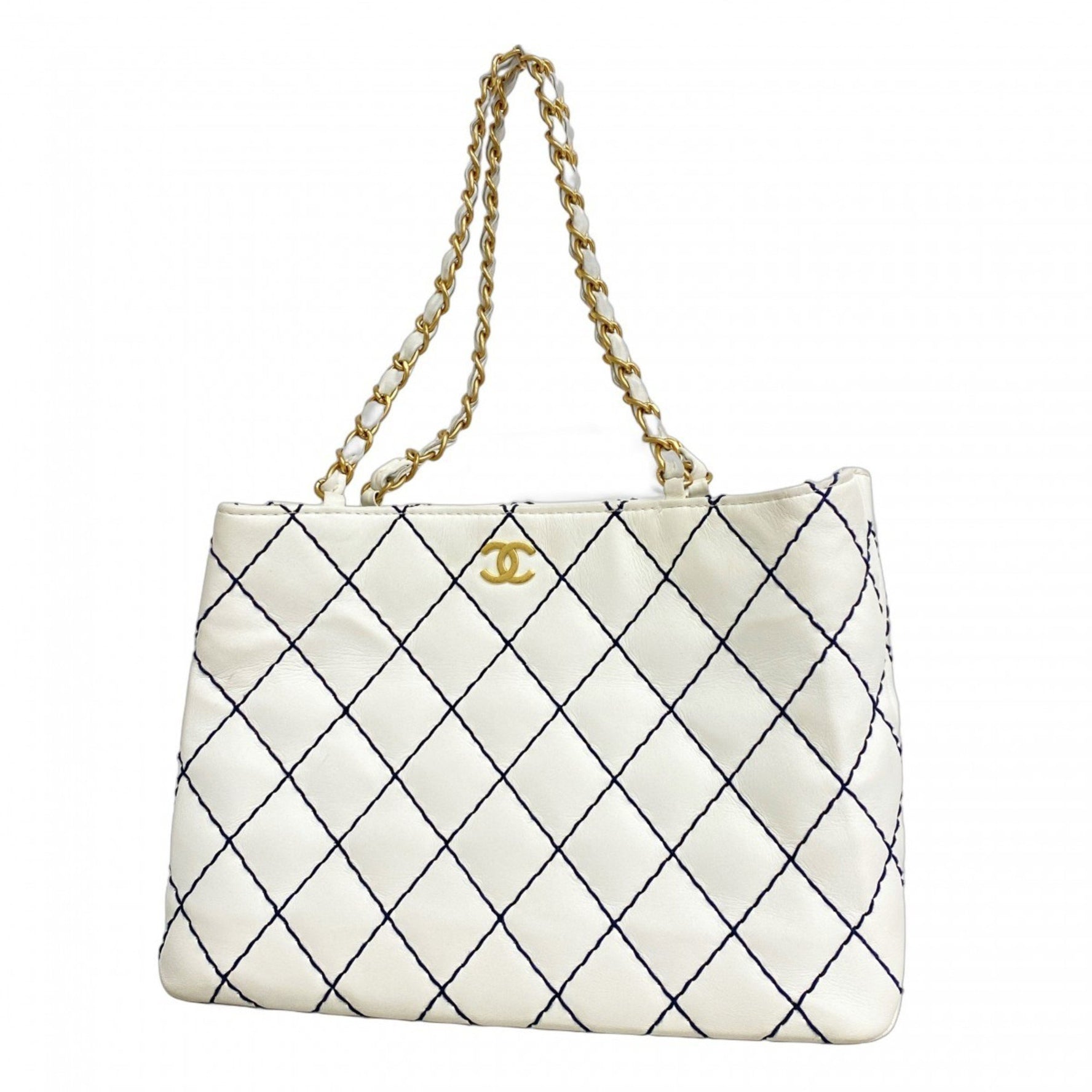 Chanel Tote Bag Wild Stitch Chain Shoulder Lambskin