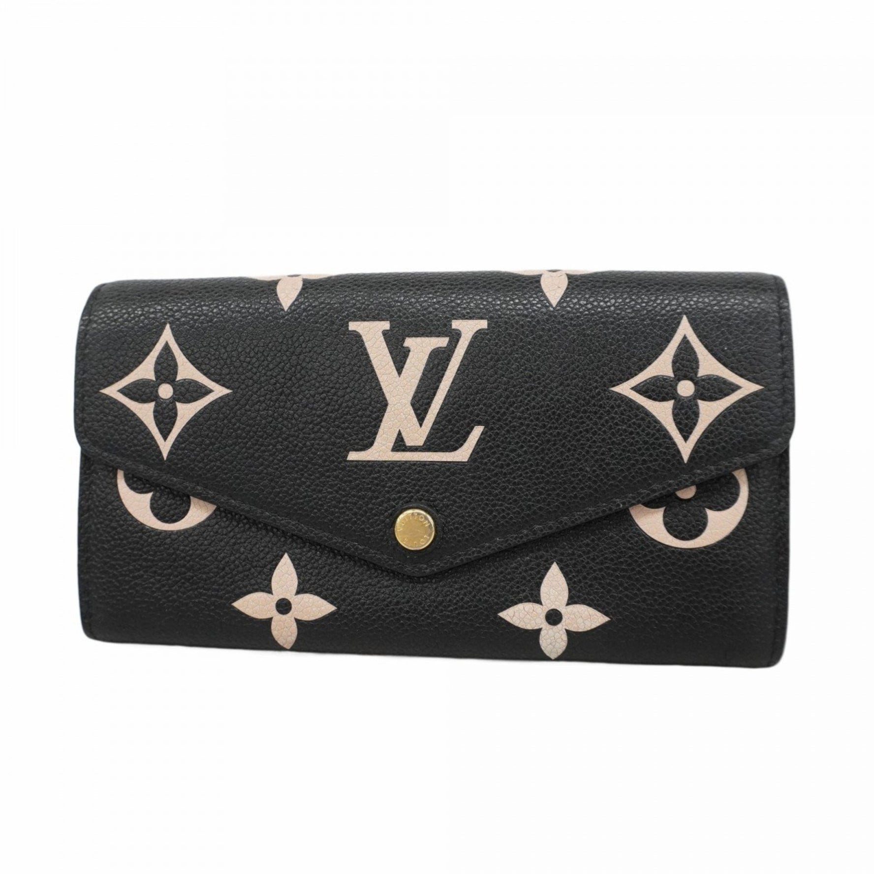Louis Vuitton Monogram Empreinte Two-Tone Portefeuille Sarah Wallet Black/Beige