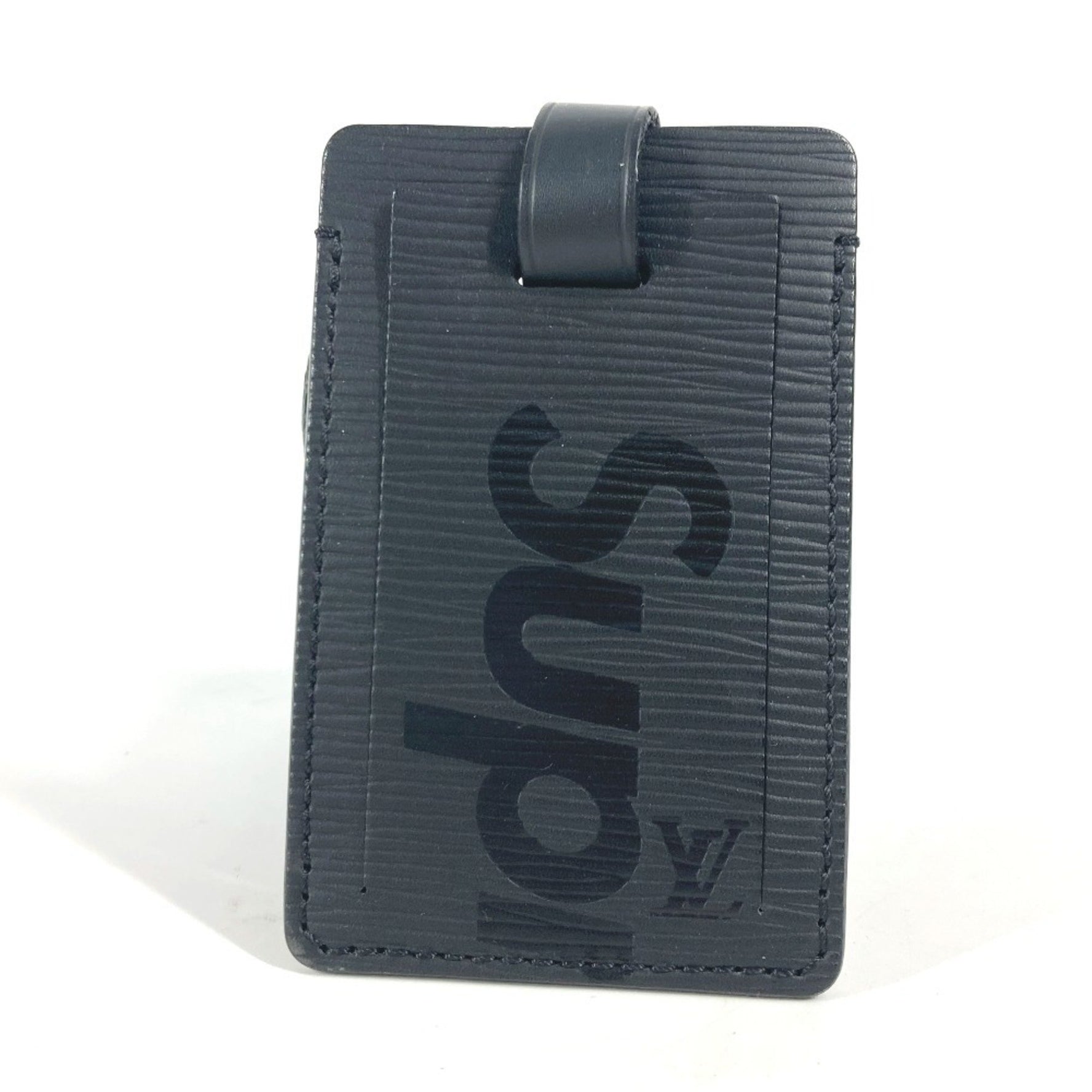 LOUIS VUITTON M67726 Epi Supreme Collaboration Bag Charm Keychain Name Tag Leather Men's Women's Noir Black