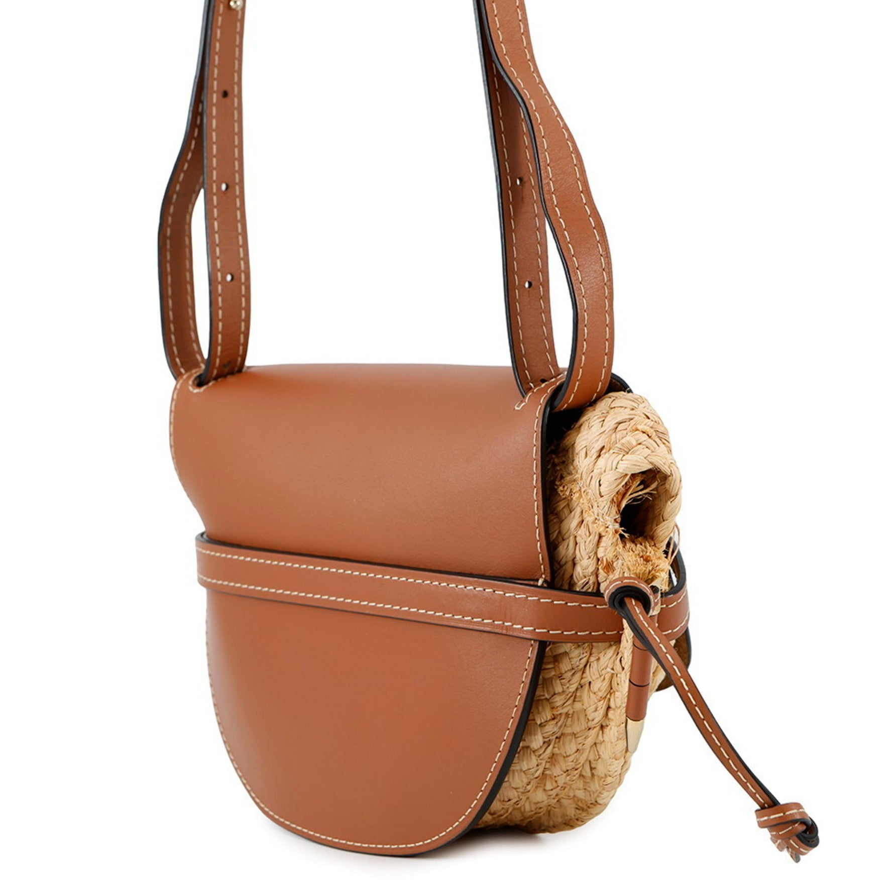 Loewe Gate Small Shoulder Bag, Raffia and Leather