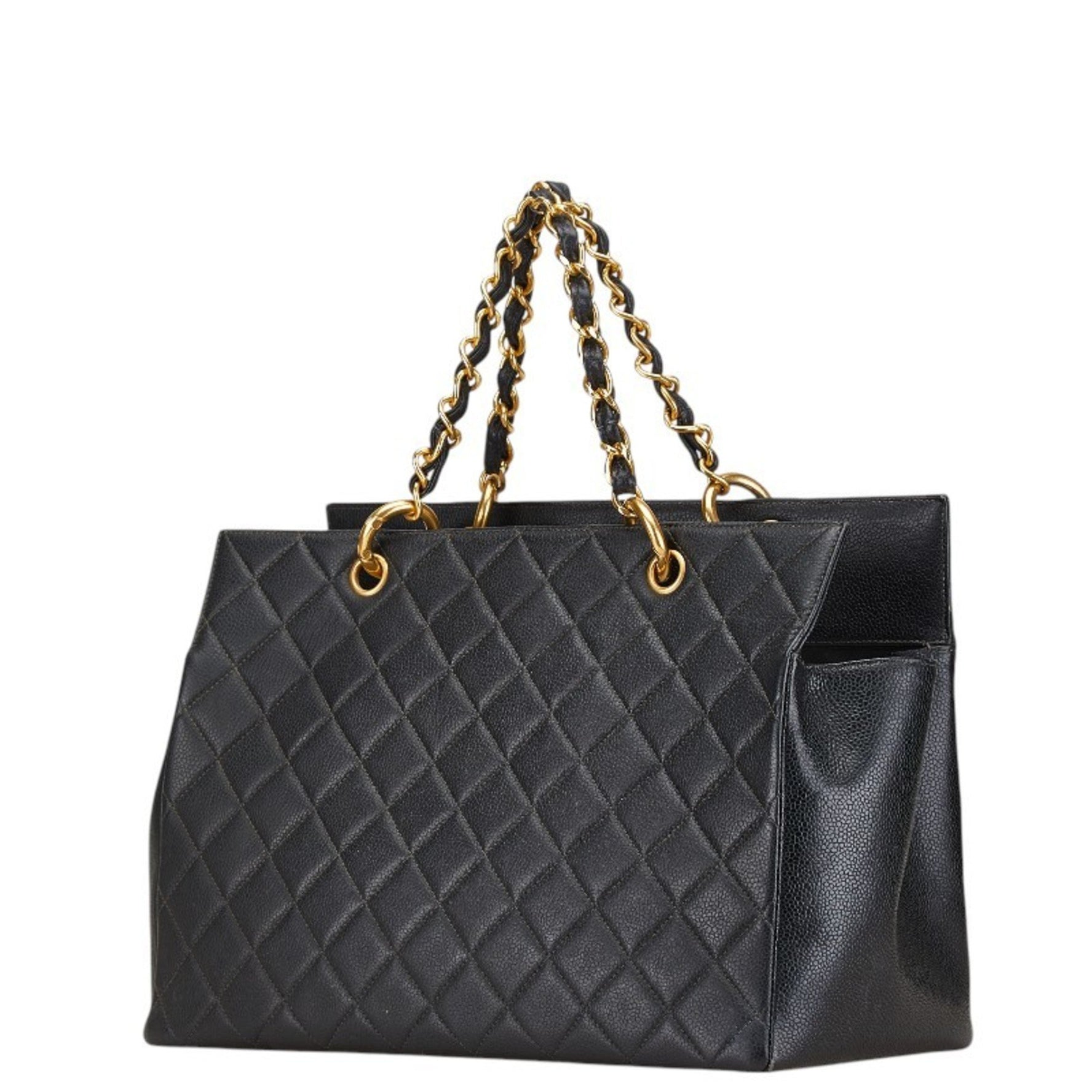 CHANEL Coco Mark Matelasse Chain Handbag Tote Bag in Caviar Skin