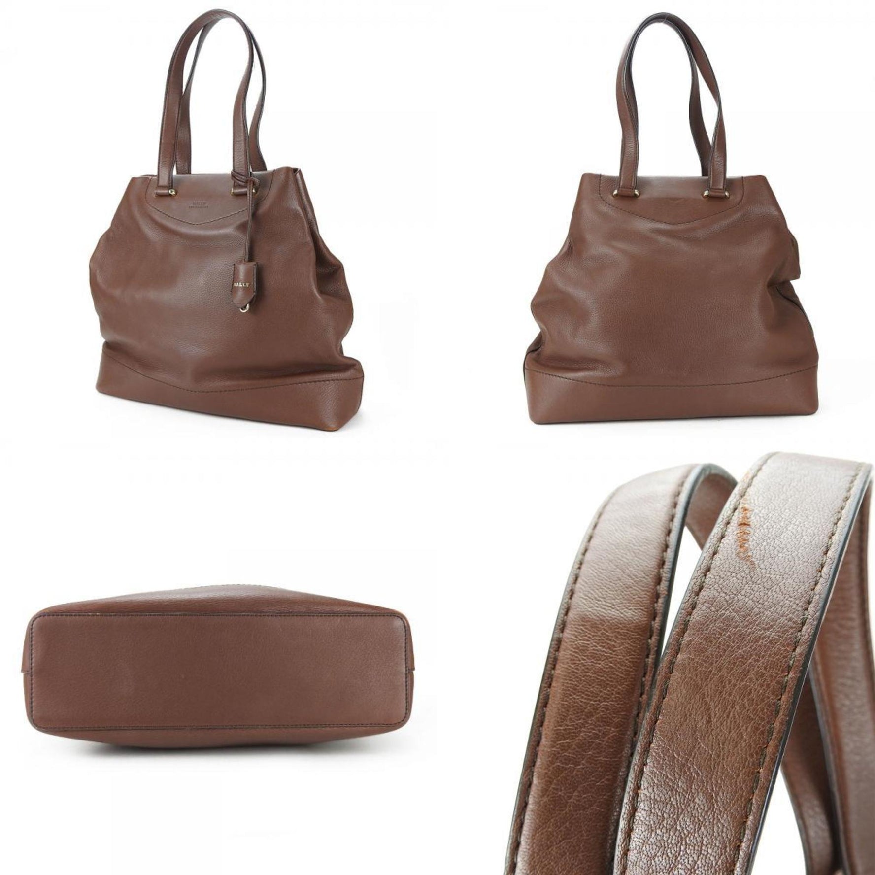BALLY Tote Bag Leather Brown Buckskin Women's Men's