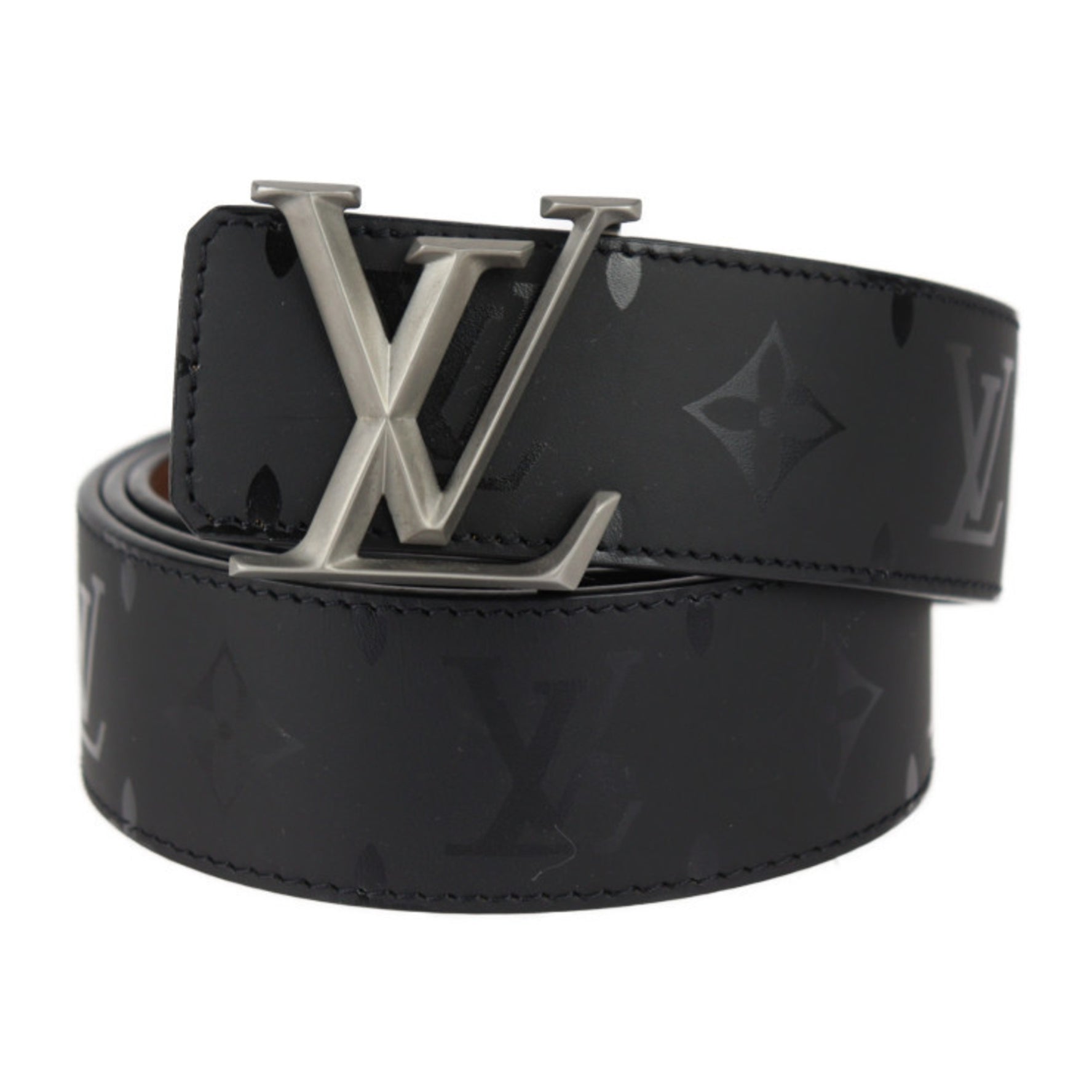 Louis Vuitton LV Initial Pyramid Monogram Illusion Belt Size 95 38 Leather Black Reversible