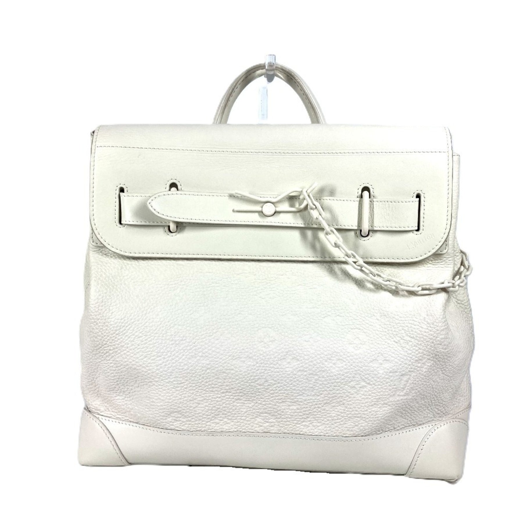 Louis Vuitton Monogram Taurillon Steamer PM Tote Bag Shoulder Handbag Leather Men's Blanc White