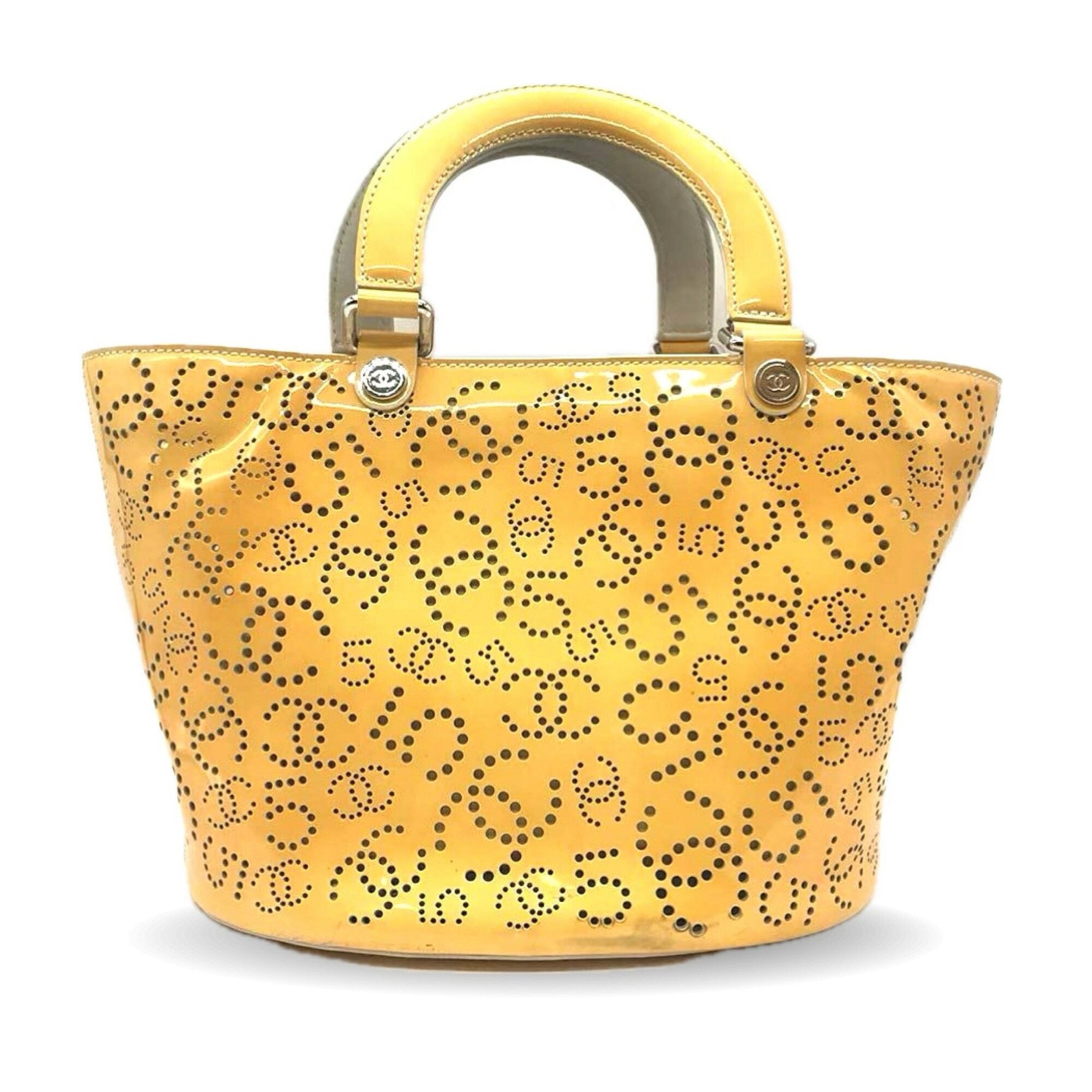 Chanel handbag enamel punching tote ladies