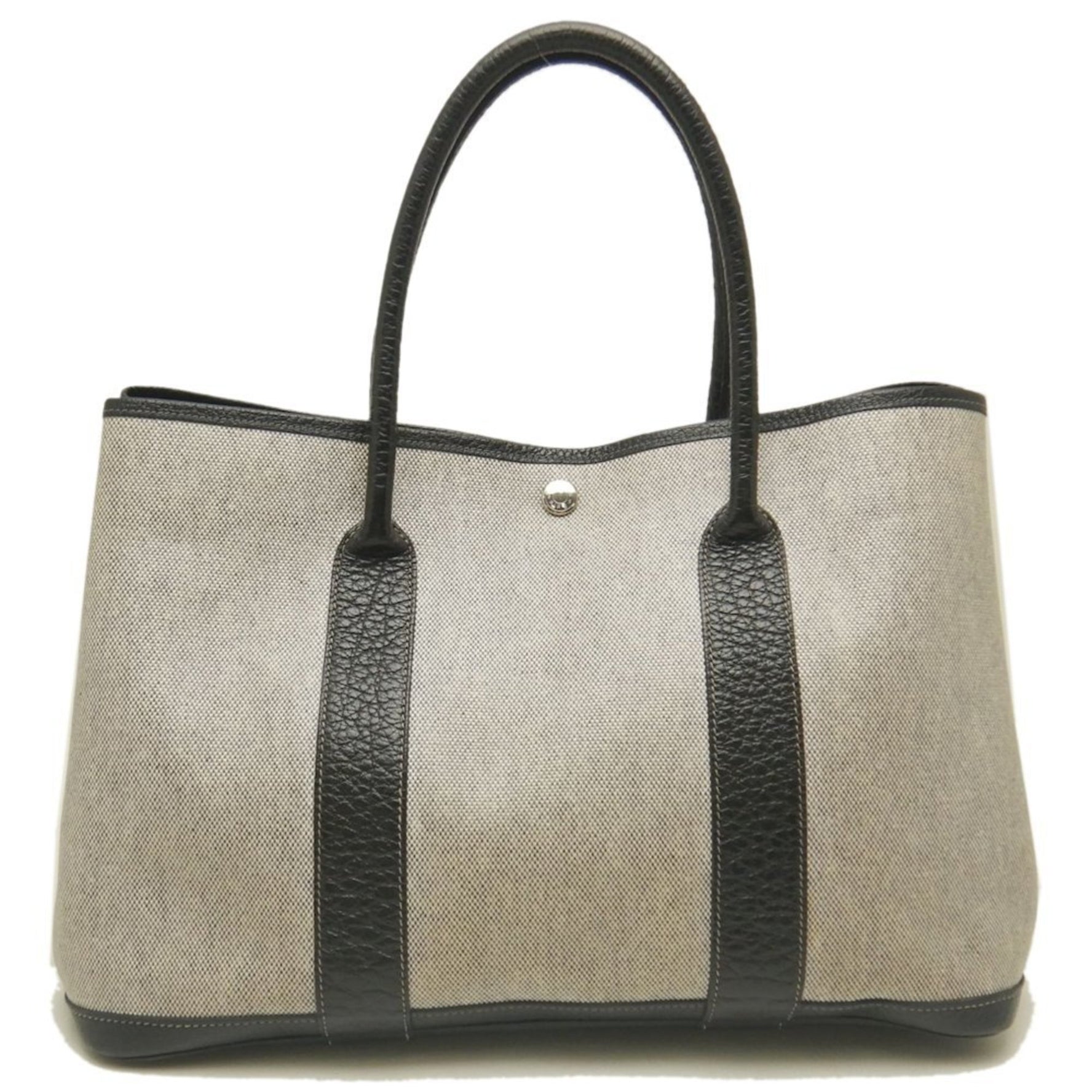 HERMES Garden PM Tote Bag in Toile H Gray and Black