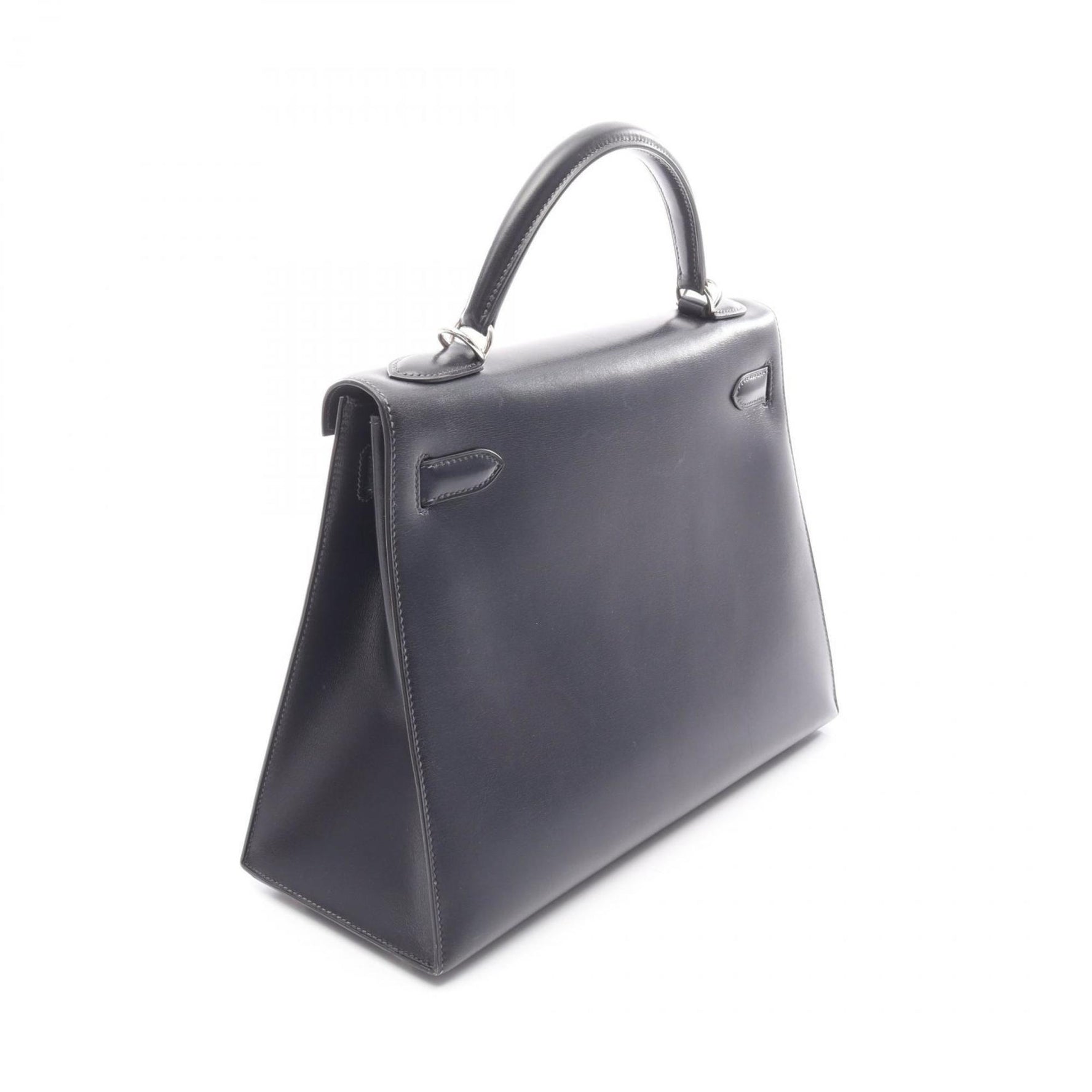 Hermes Hermès Kelly 32 Blue Indigo Handbag Bag in Calfskin Box Calf Leather, Navy