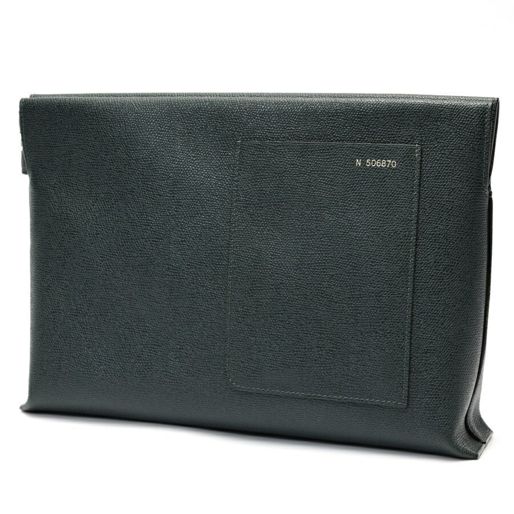 Valextra Envelope Clutch Bag Soft Calfskin Dark Green