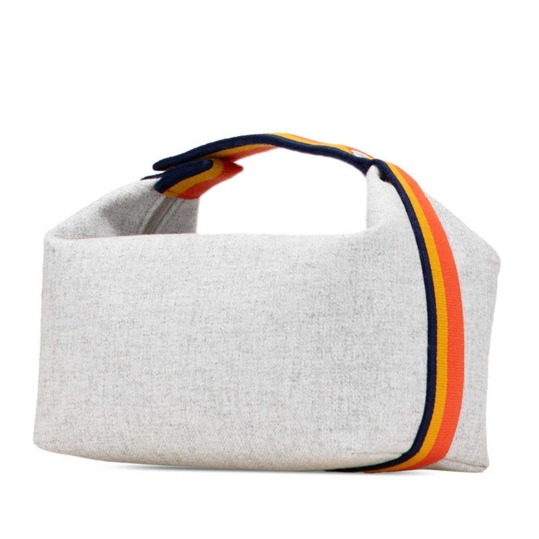 Hermès Bride A Black GM Handbag Pouch Rocaval Gris Flannel Wool Cotton HERMES