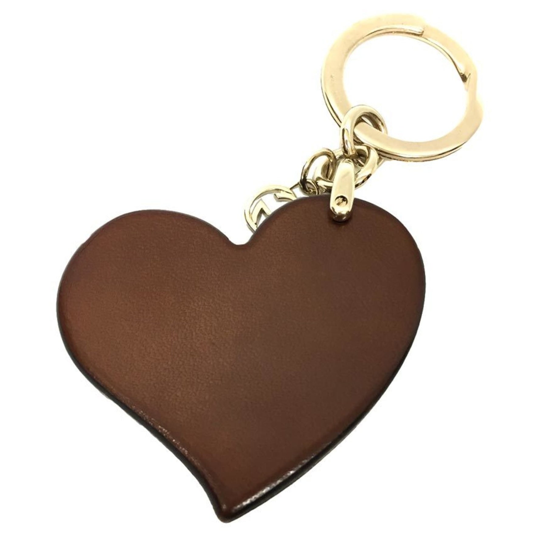 GUCCI key ring holder heart bejeweled brown