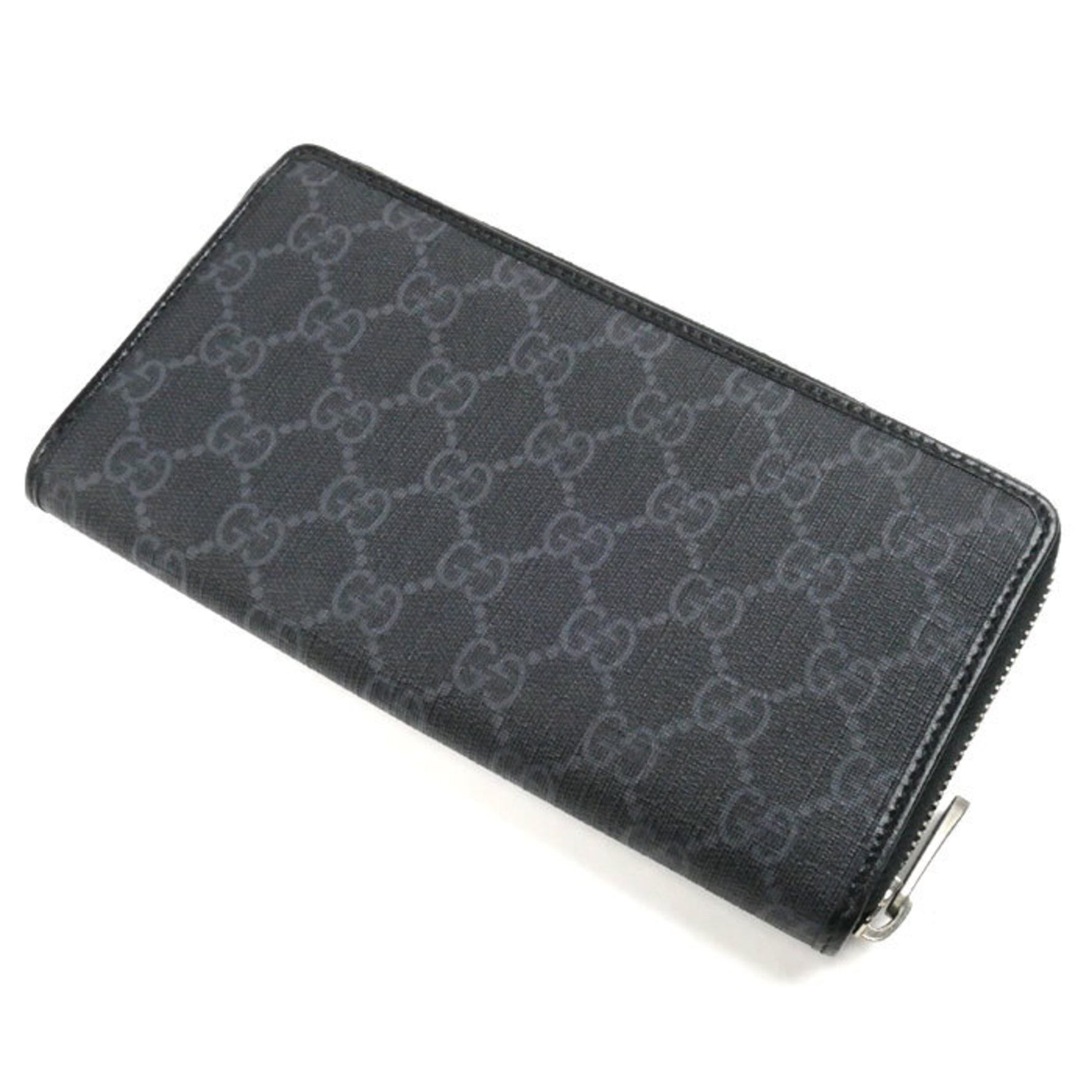 GUCCI Gucci Interlocking G Zip Around Long Wallet Round Black Men's