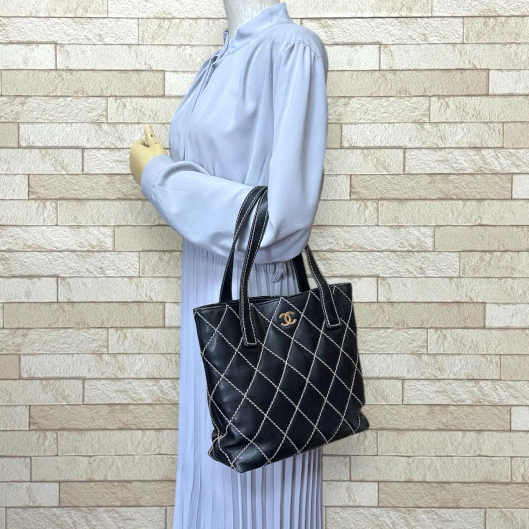 CHANEL Wild Stitch Handbag, Leather Handbag