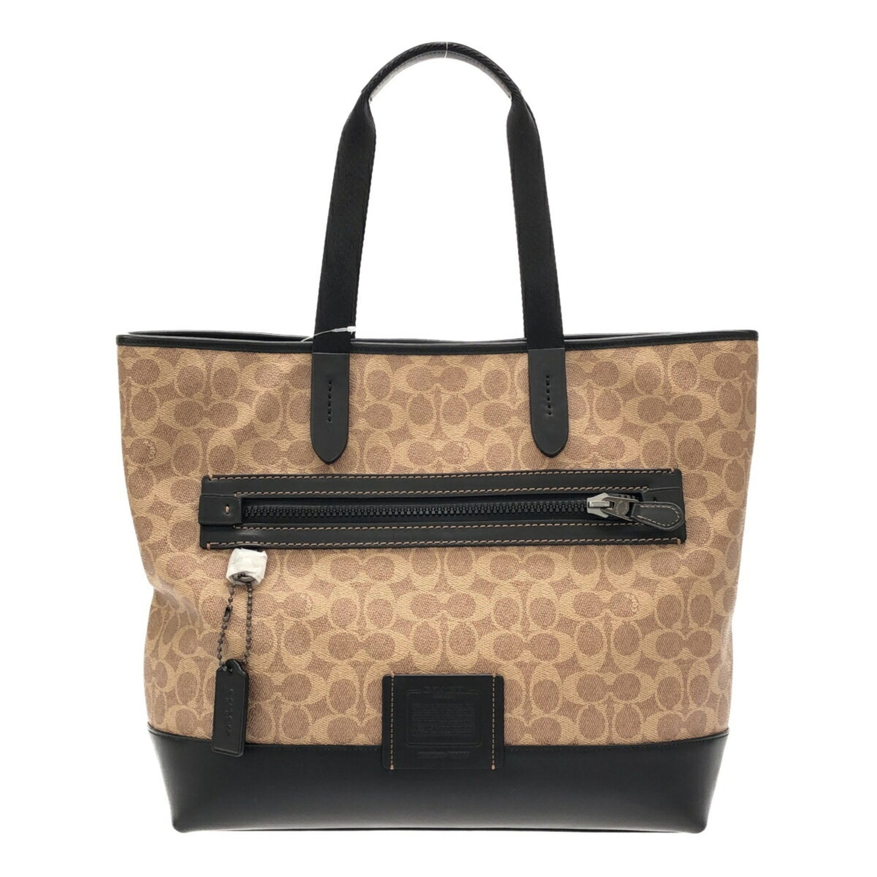 COACH Academy Tote Bag in Signature Canvas (73665) - Made with leather and cowhide leather. Fits laptop. Unused. Available at Mikunigaoka store.