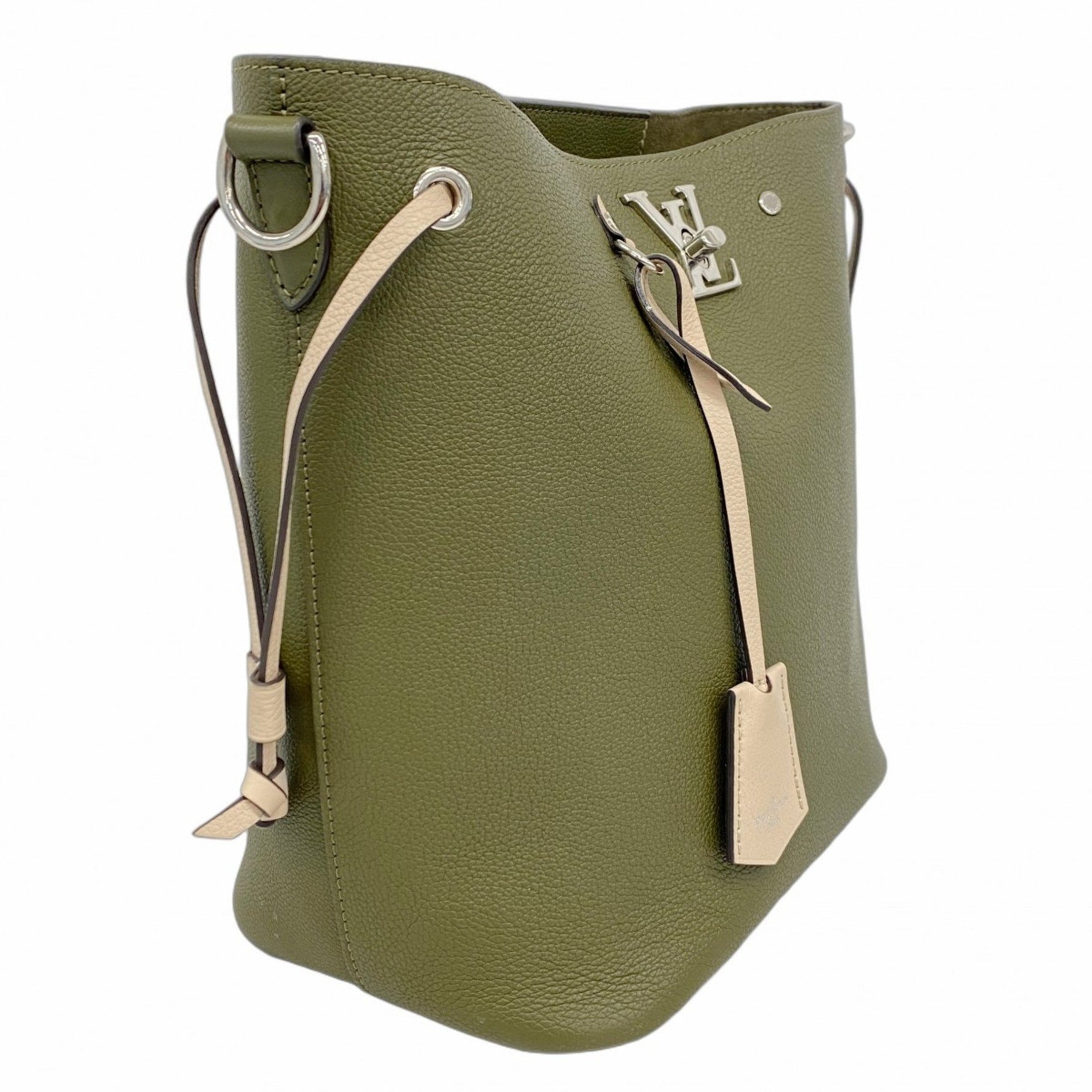 Louis Vuitton Lock Me Bucket Shoulder Bag M55439 Khaki Noir Laurier Toffee Latte Women's