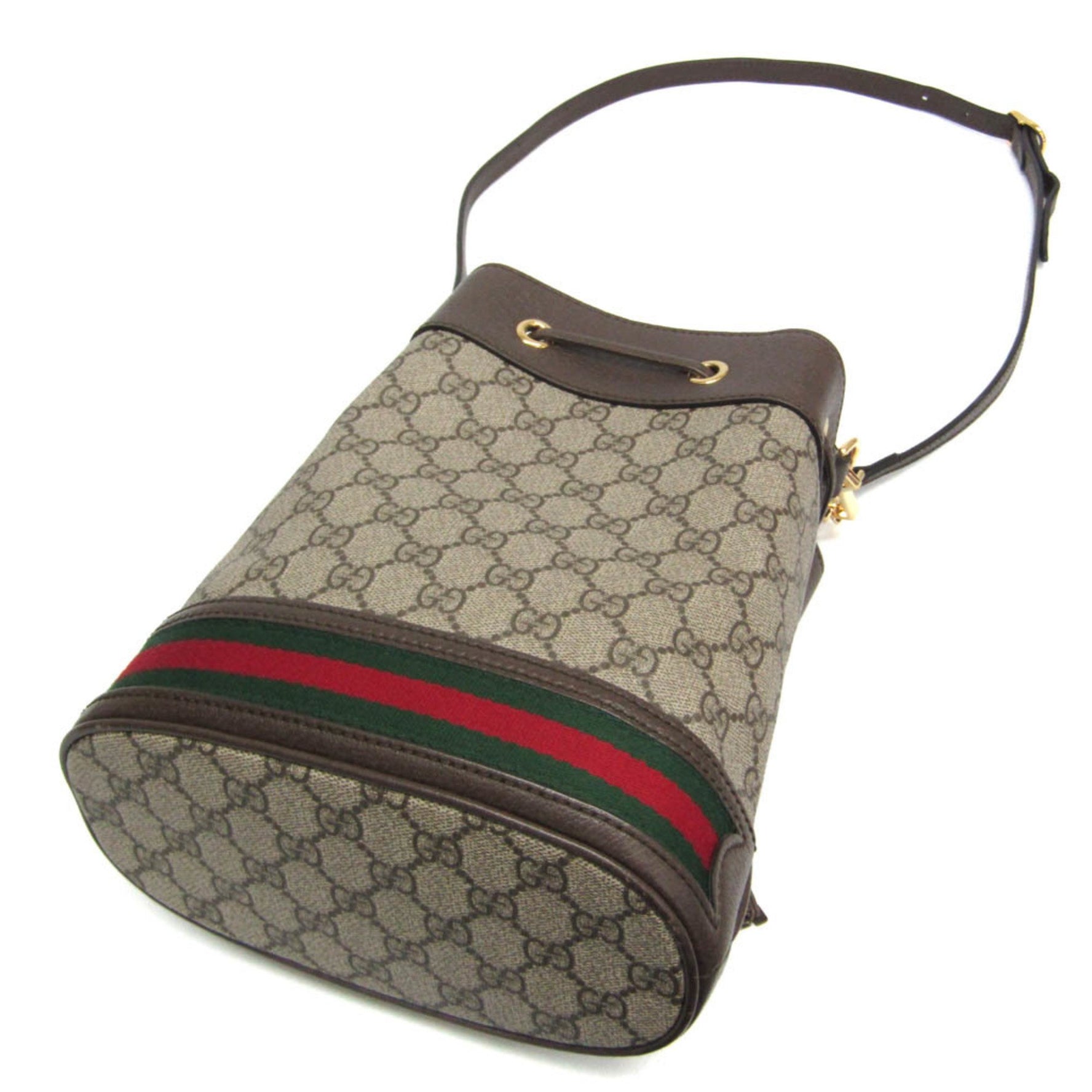 Gucci GG Supreme Small Bucket Bag GG Supreme,Leather Handbag,Shoulder Bag Beige,Brown