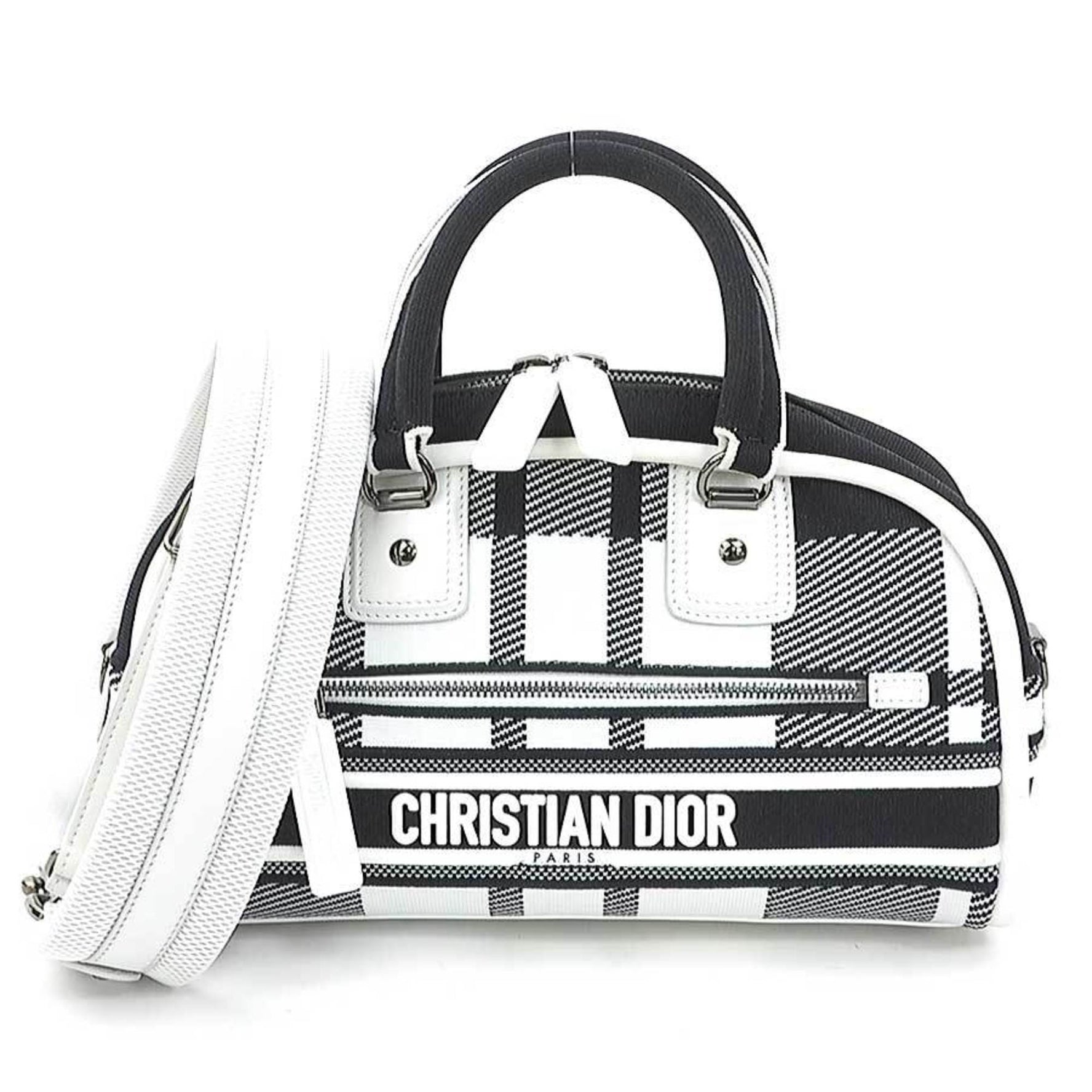 Christian Dior Vibe Small Canvas Handbag Shoulder Bag, Black and White