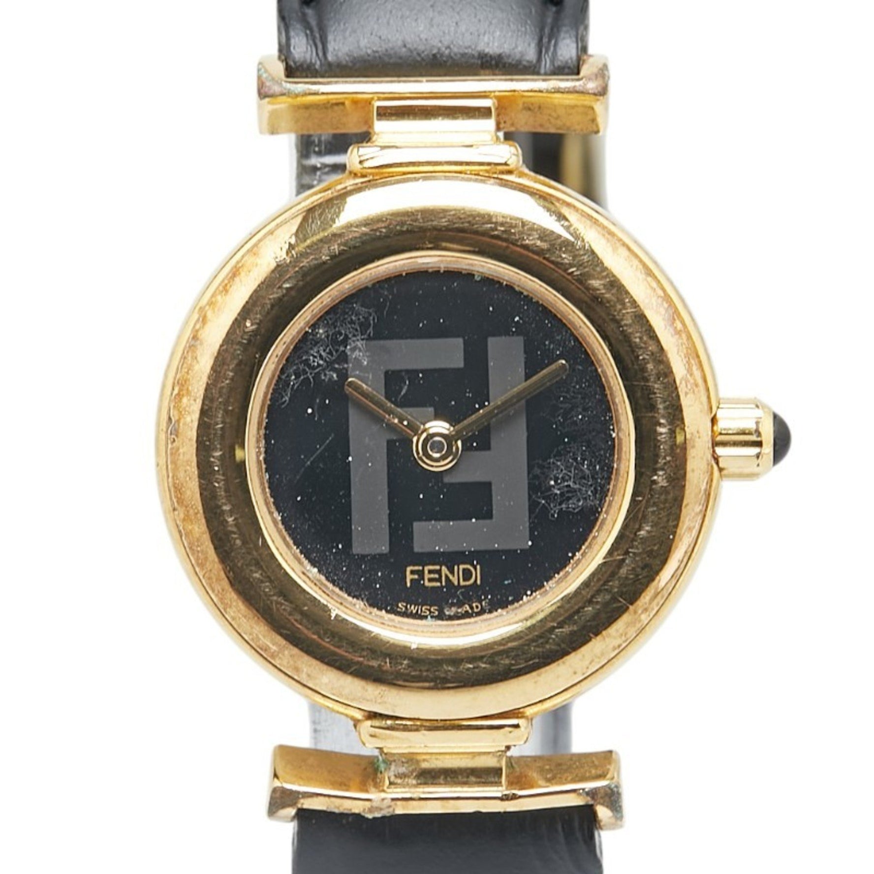 Fendi Watch, Quartz Movement, Black Dial, Stainless Steel, Leather