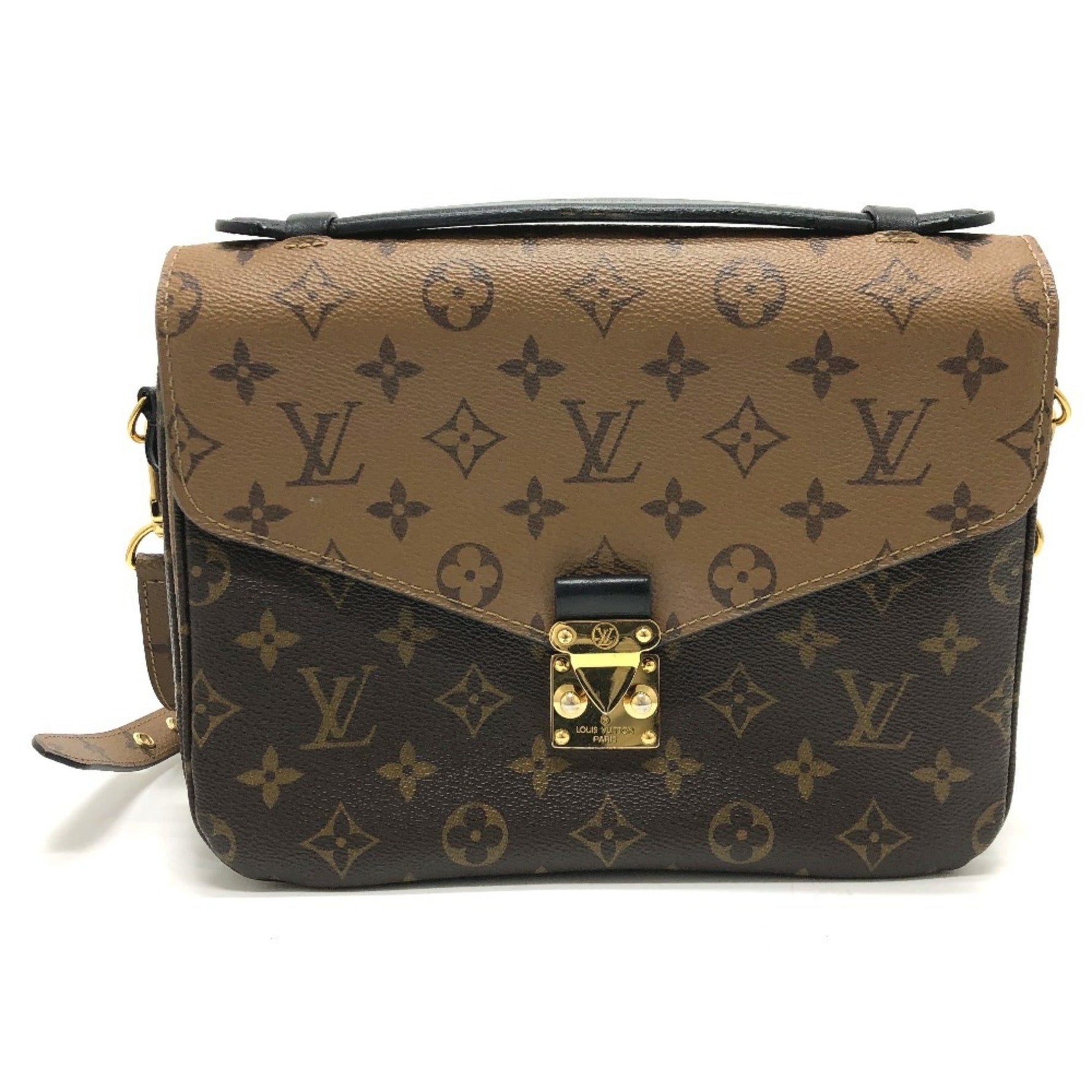 LOUIS VUITTON M44876 Monogram Reverse Metis MM Pochette Shoulder Bag in Canvas, Brown, Women's