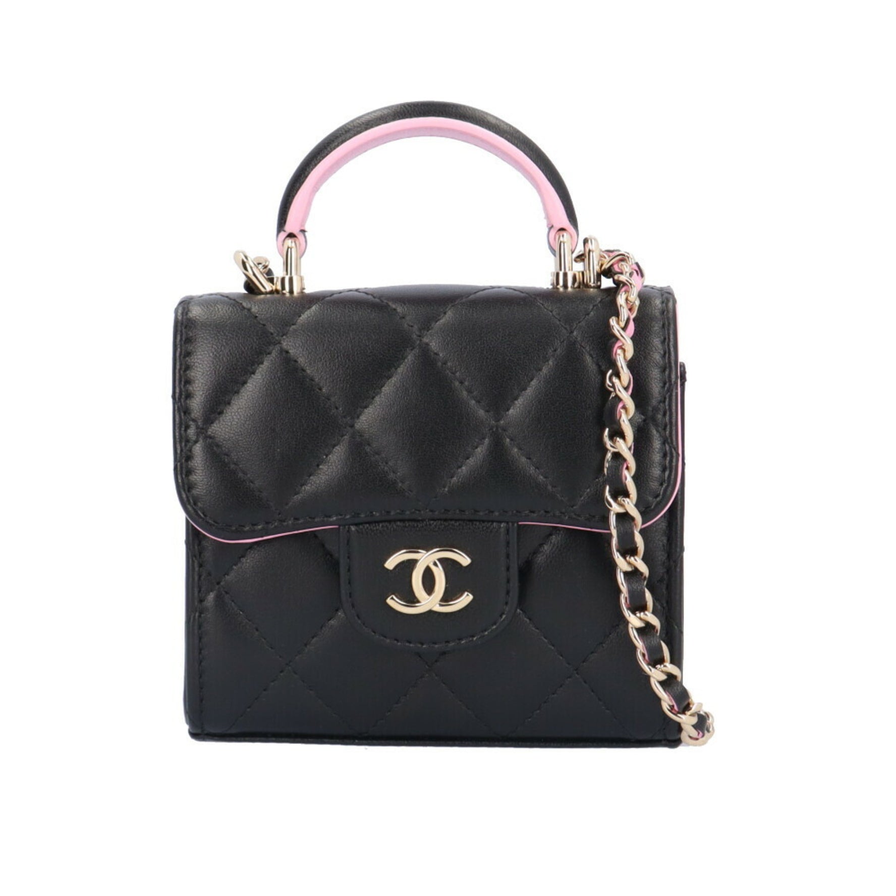 Chanel Matelasse Coco Mark Shoulder Bag Lambskin Black Chain