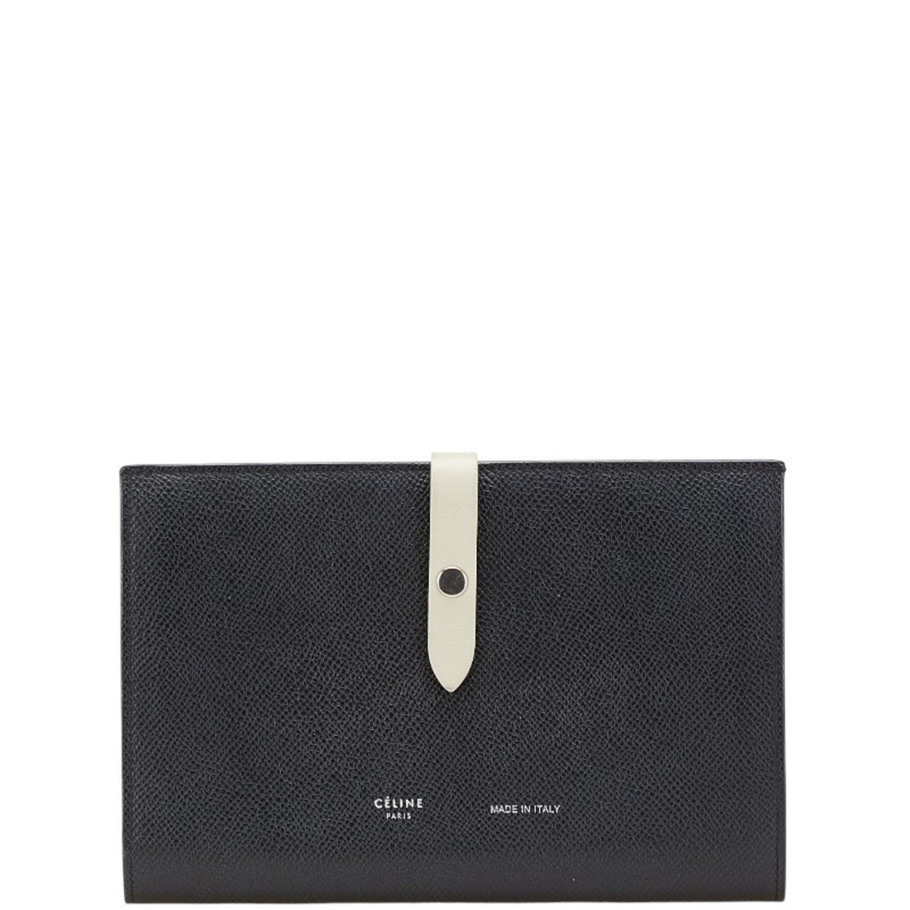 Celine Large Strap Wallet, Two-Tone Long Black and Gray Leather
