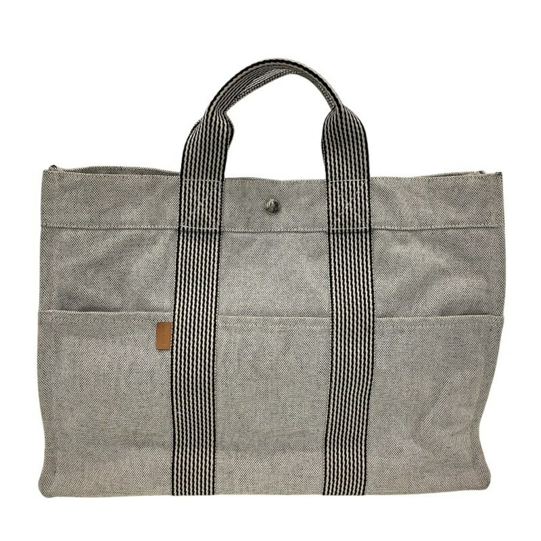 Hermes Hermès New Foule Tote MM Bag, Canvas with Discoloration and Staining