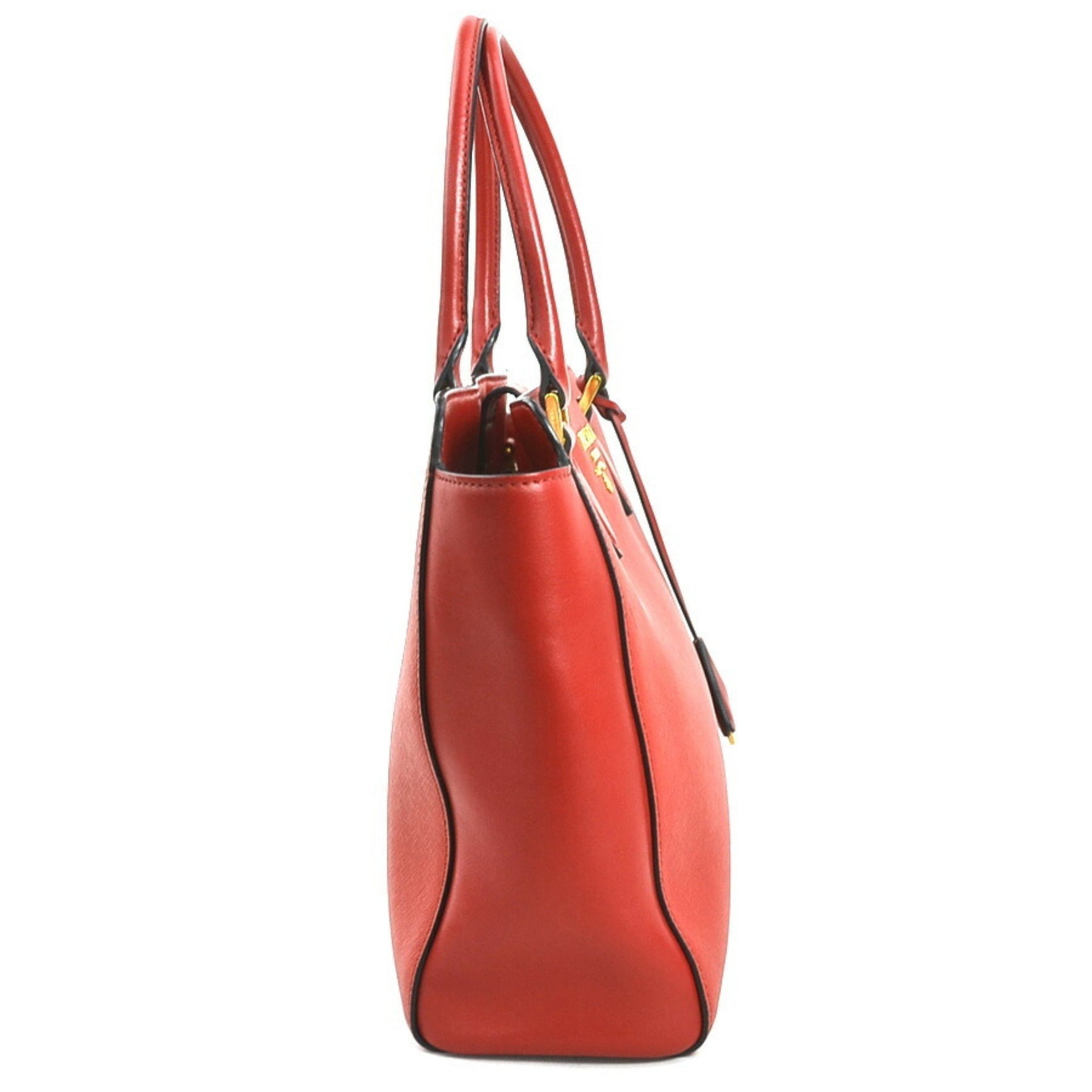 PRADA handbag shoulder bag leather red gold ladies e60093a