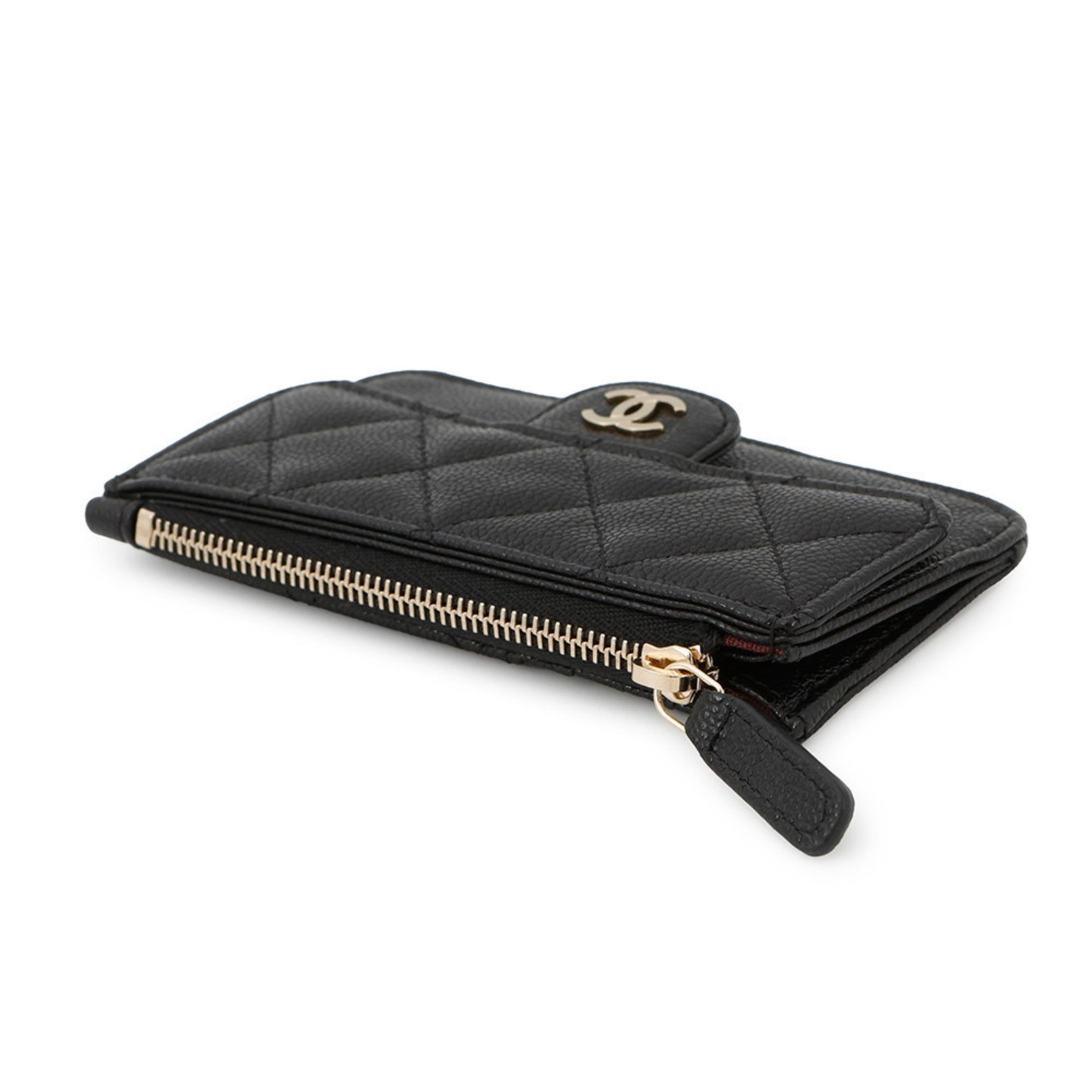 Chanel Matelasse Classic Zip Card Case, Quilted Caviar Leather with Coco Mark