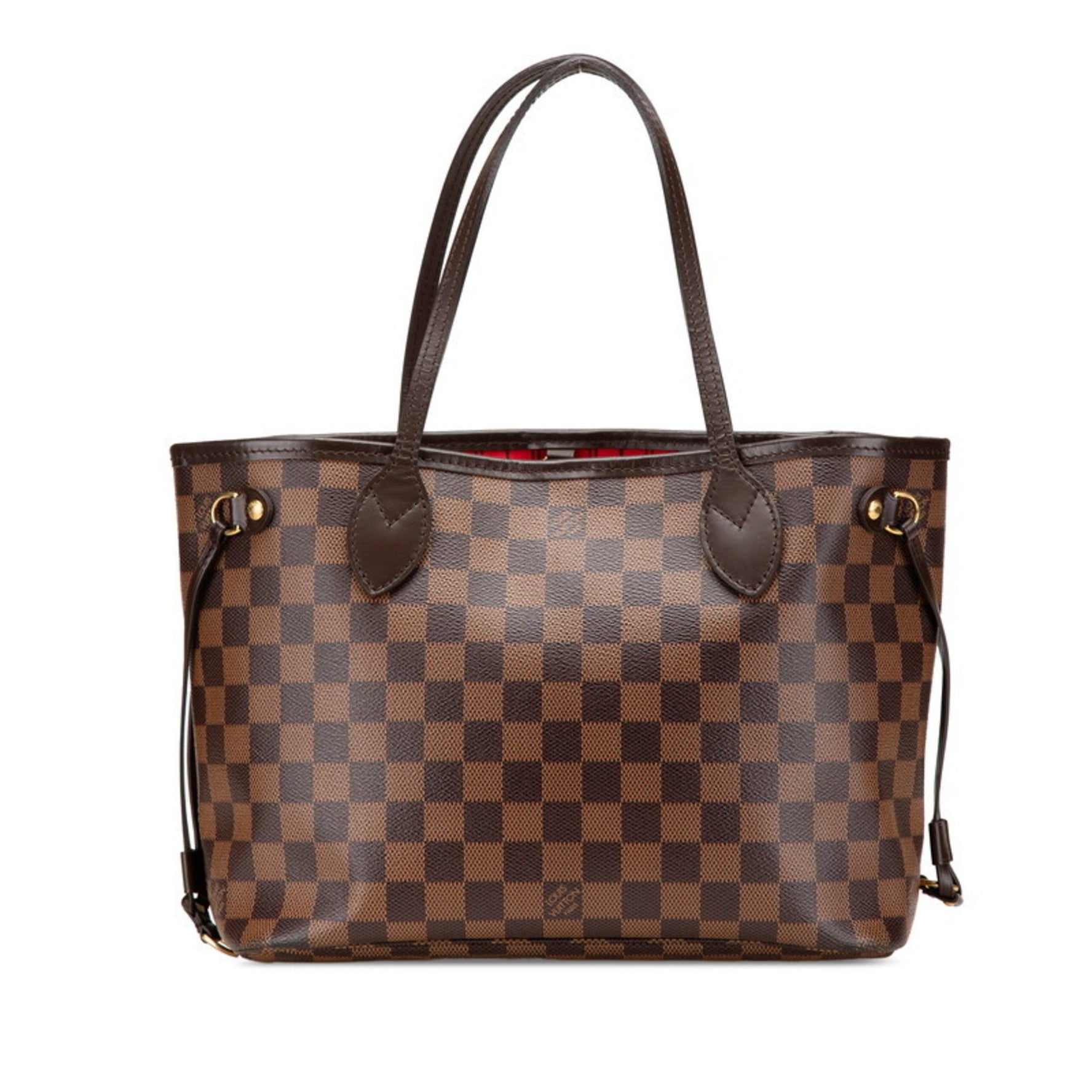 Louis Vuitton Damier Neverfull PM Tote Bag, Handbag Ebene Brown Leather