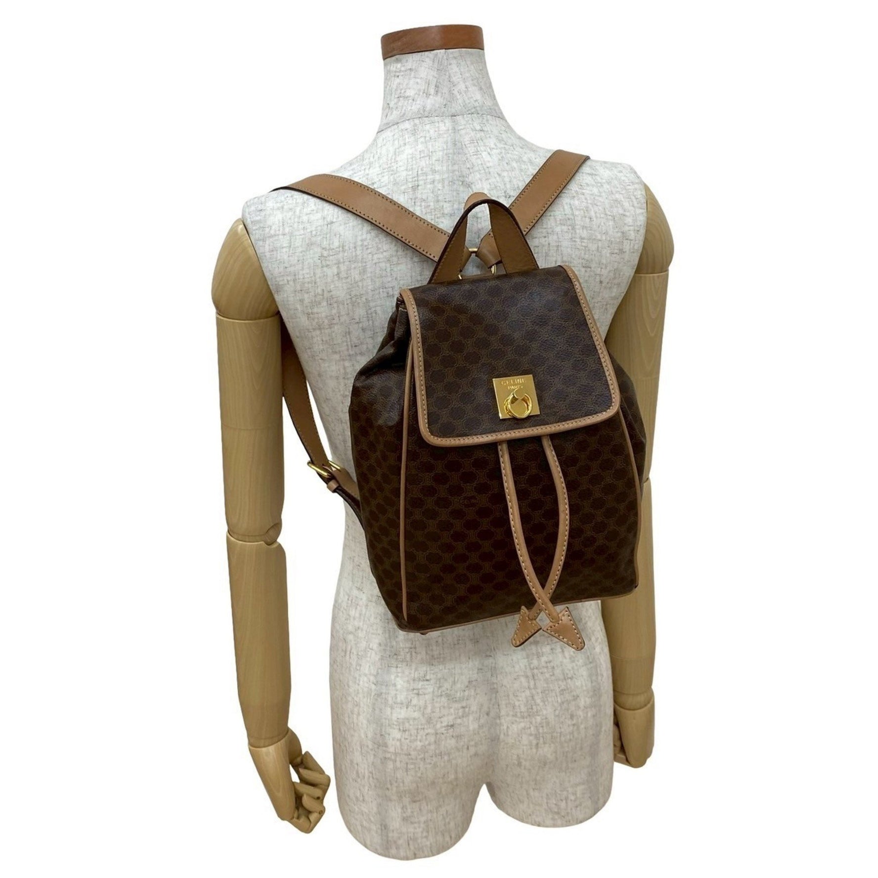 CELINE Macadam pattern logo ring hardware genuine leather backpack -6027