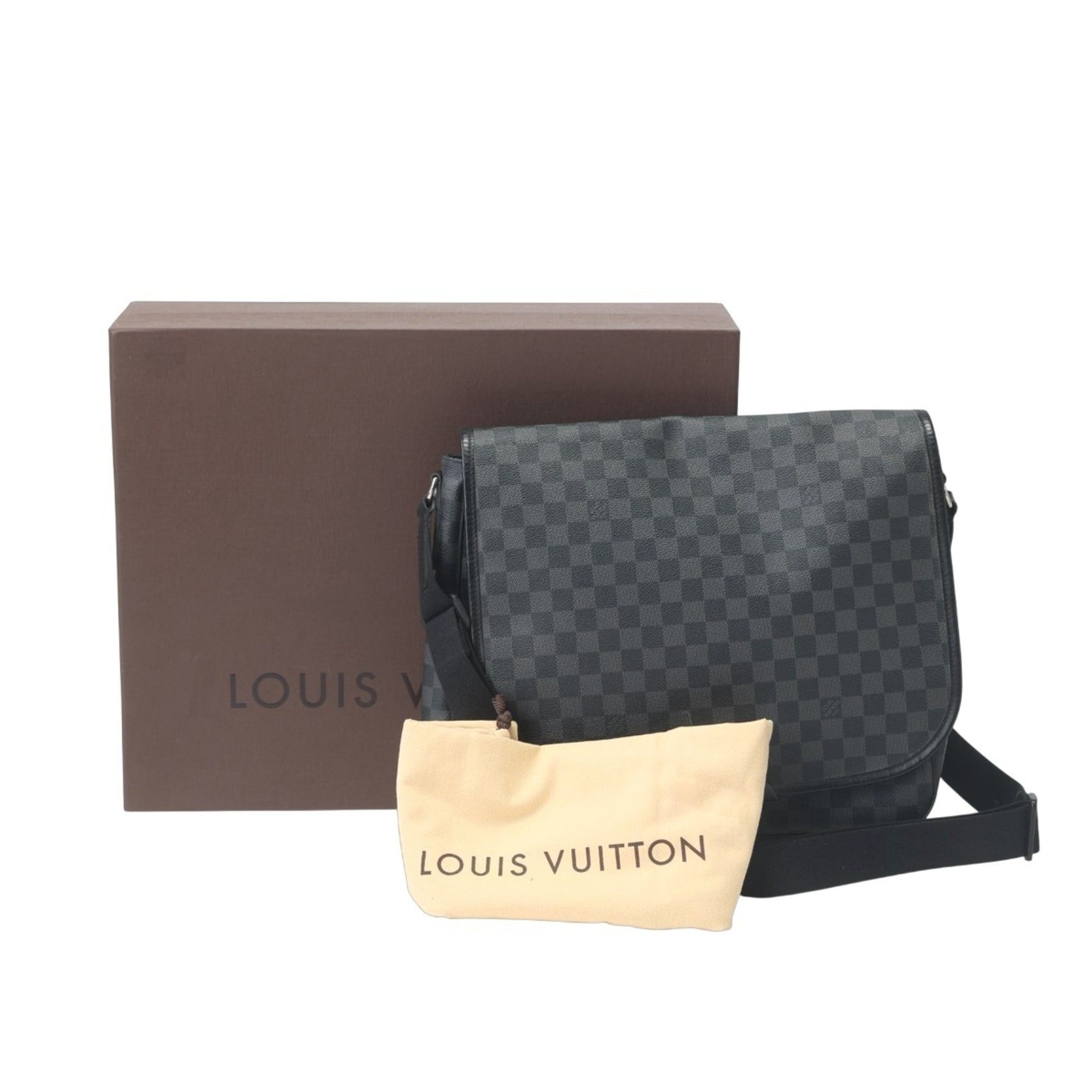 Louis Vuitton Damier Graphite Daniel GM Leather Shoulder Bag Black